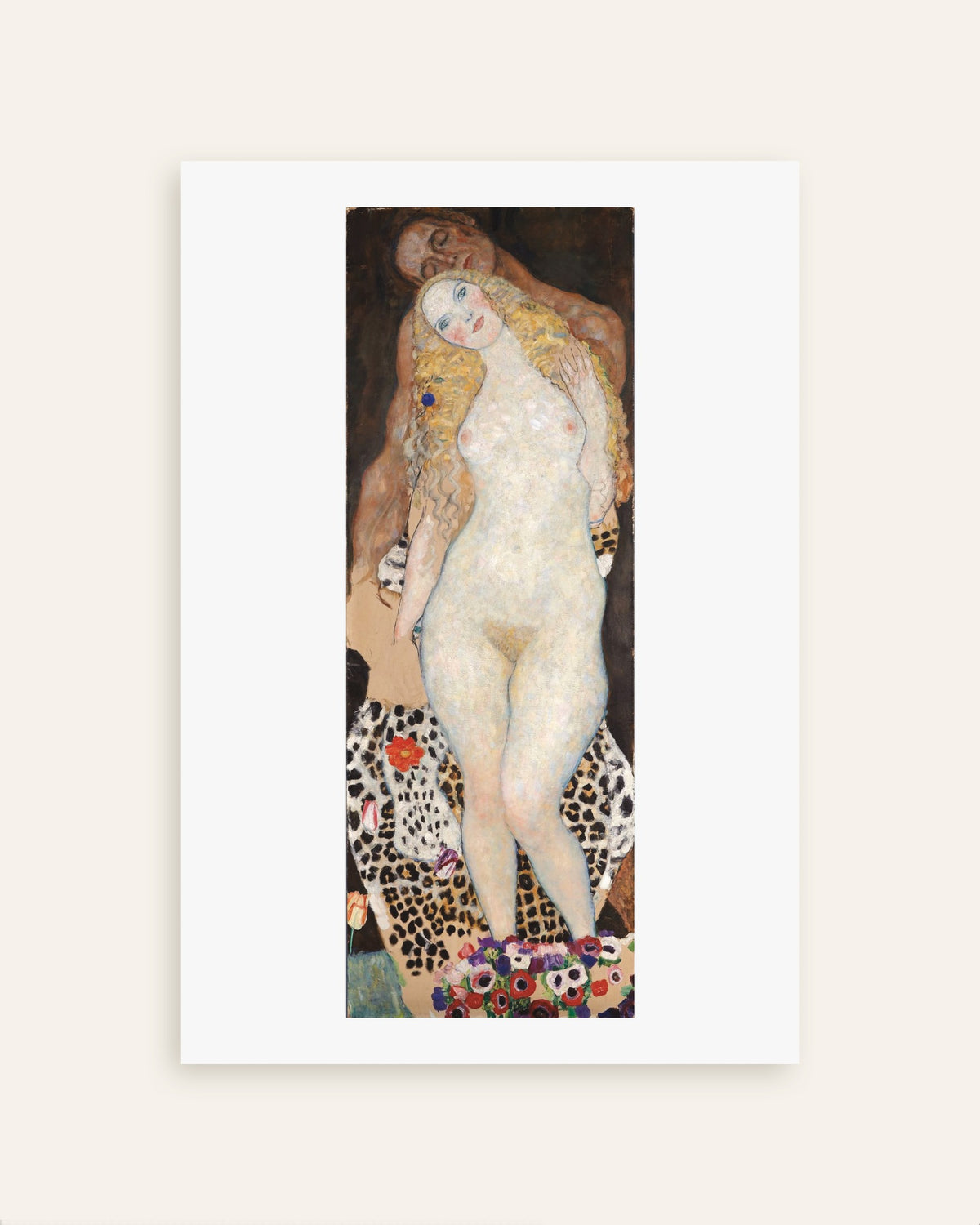 Poster of Adam and Eve (1917–1918) by Gustav Klimt, thumbnail