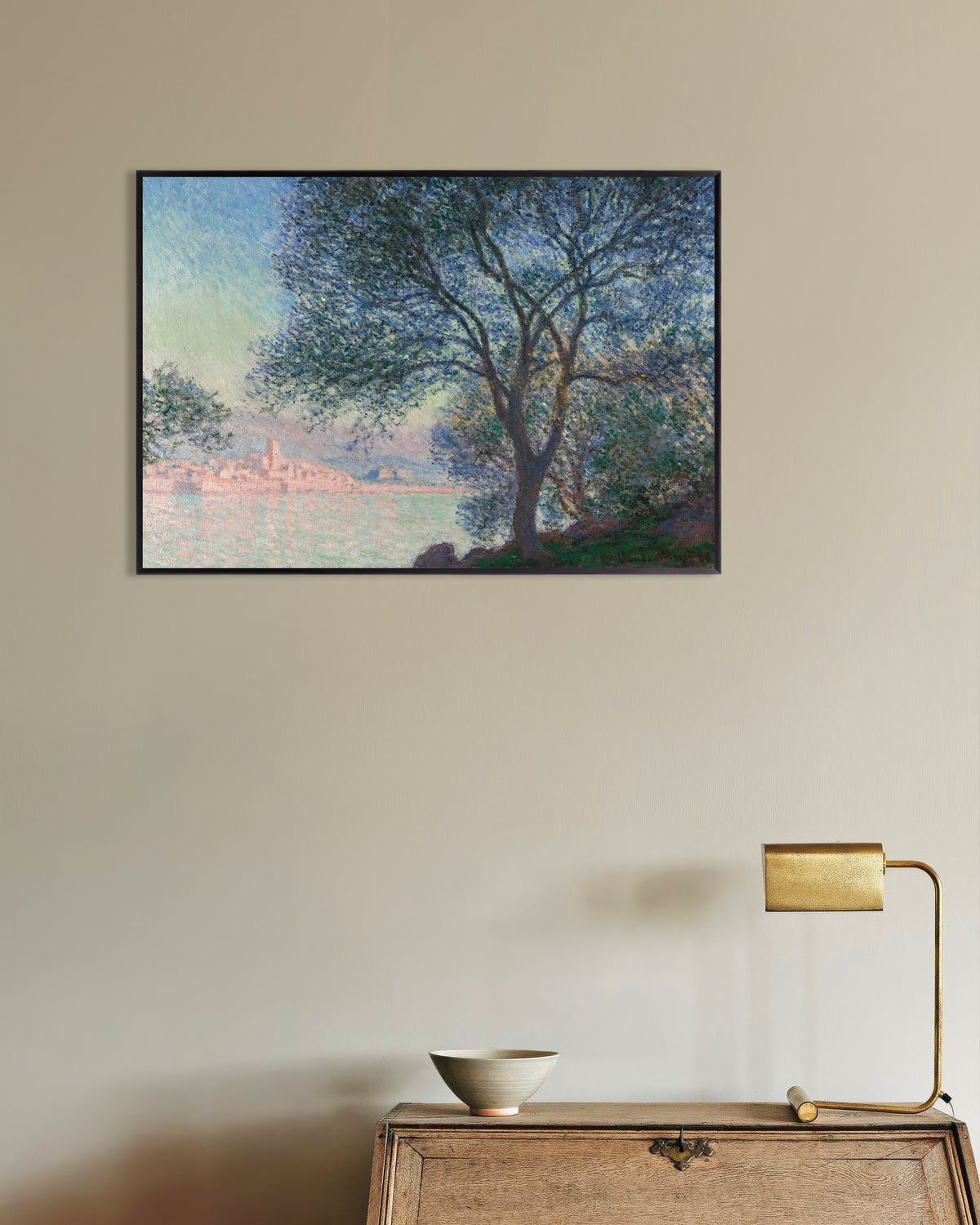 Poster of Antibes Seen from La Salis (1888) by Claude Monet, with metal frame