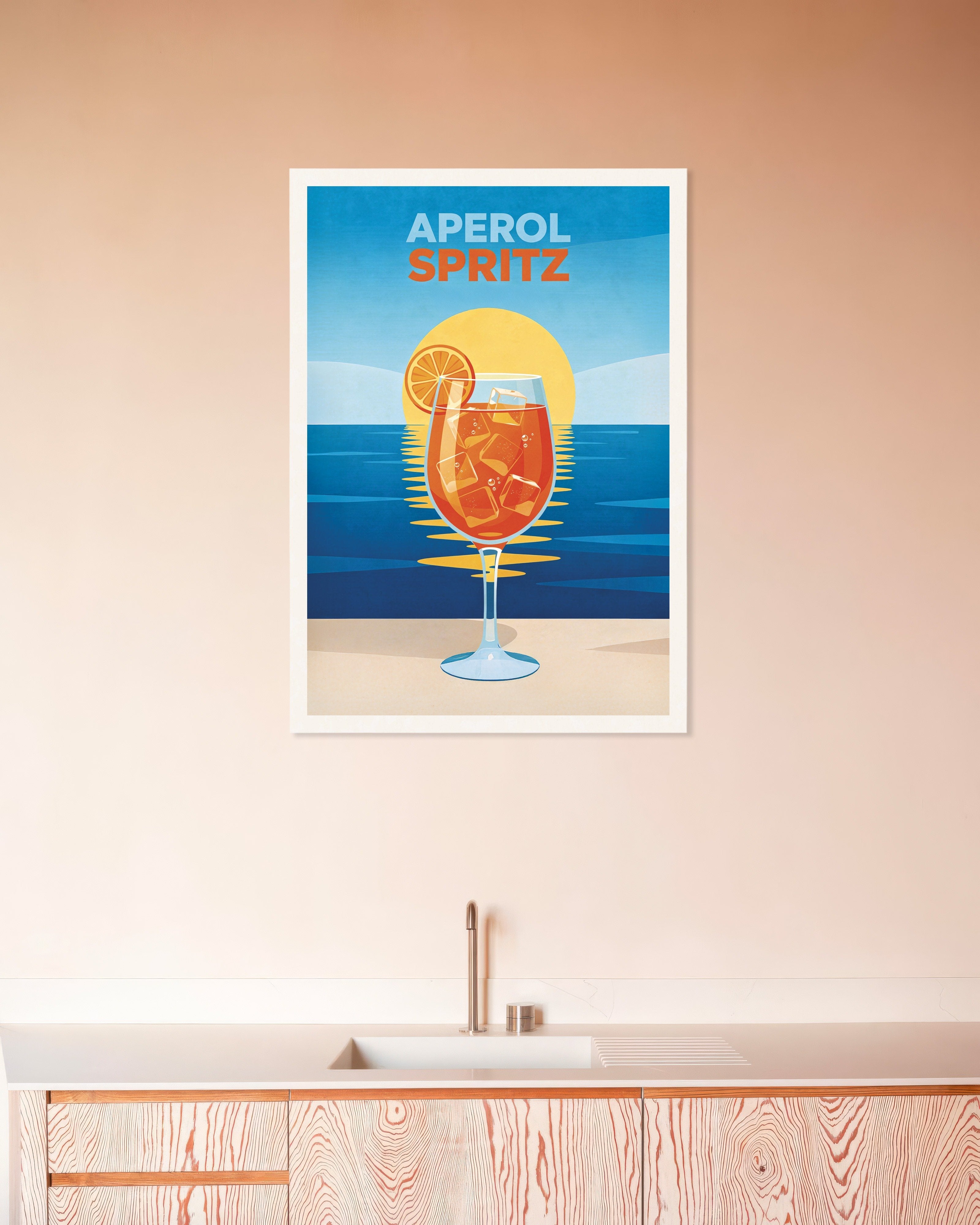 Poster of Aperol Spritz at Sunset - Modern Cocktail Poster