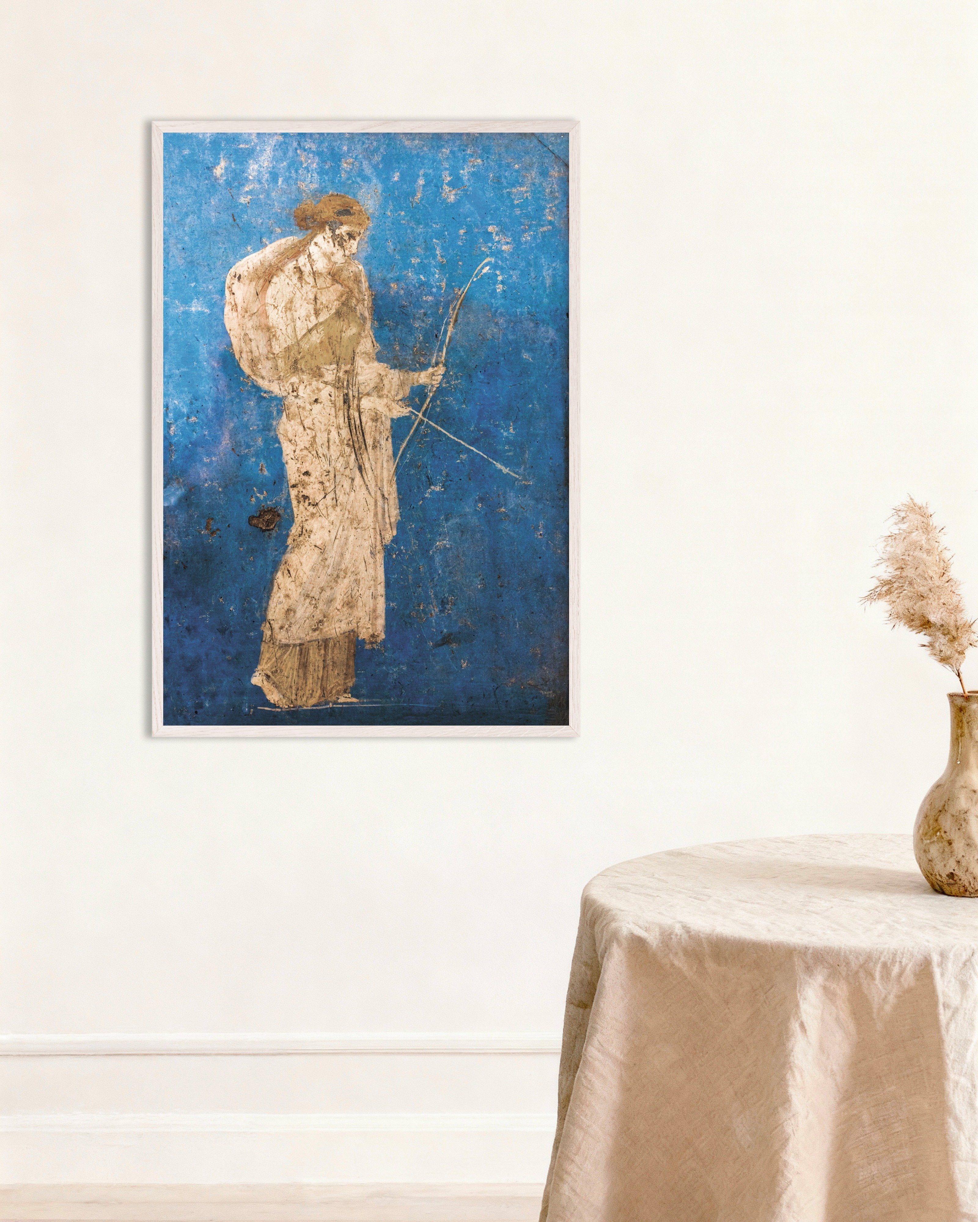 Poster of Artemis Wall Fresco – Roman Mural Poster, with white wooden frame