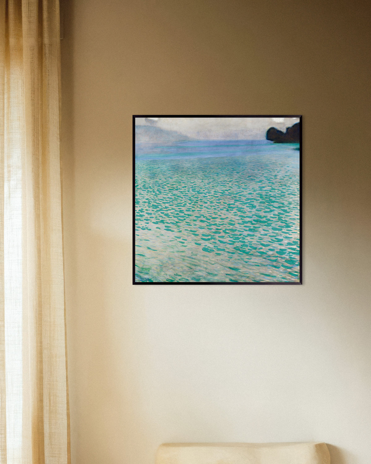 Poster of Attersee (1900) by Gustav Klimt, with metal frame