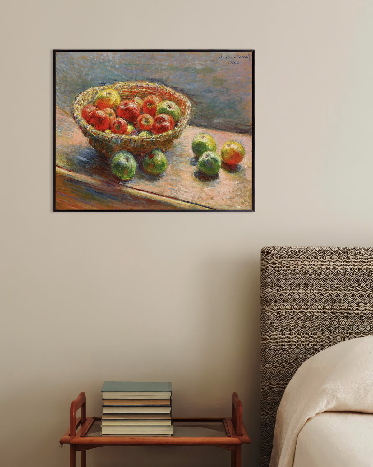 Poster of Basket of Apples (1880) by Claude Monet, with metal frame