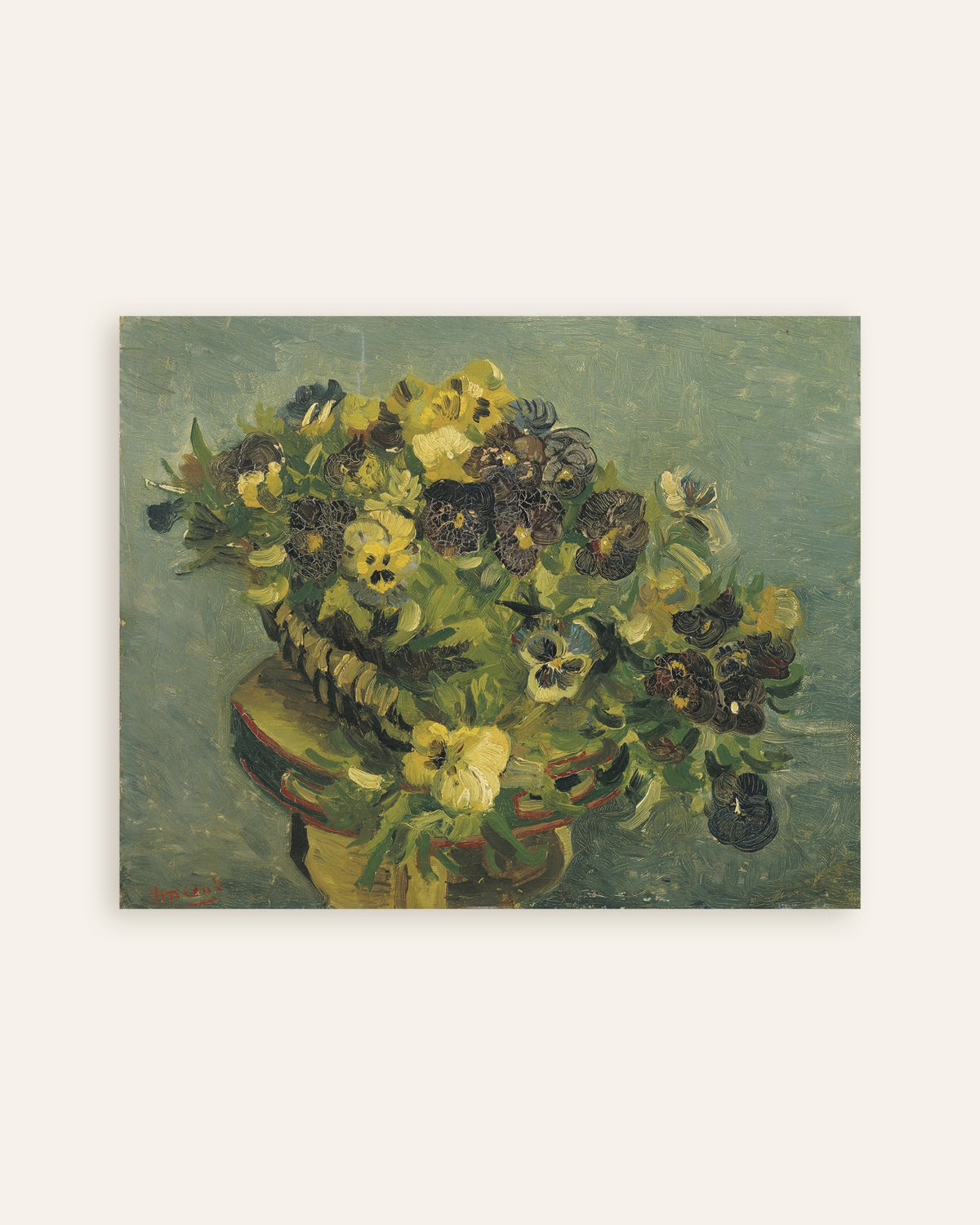 Poster of Basket of Pansies on a Small Table (1887) by Vincent van Gogh, thumbnail