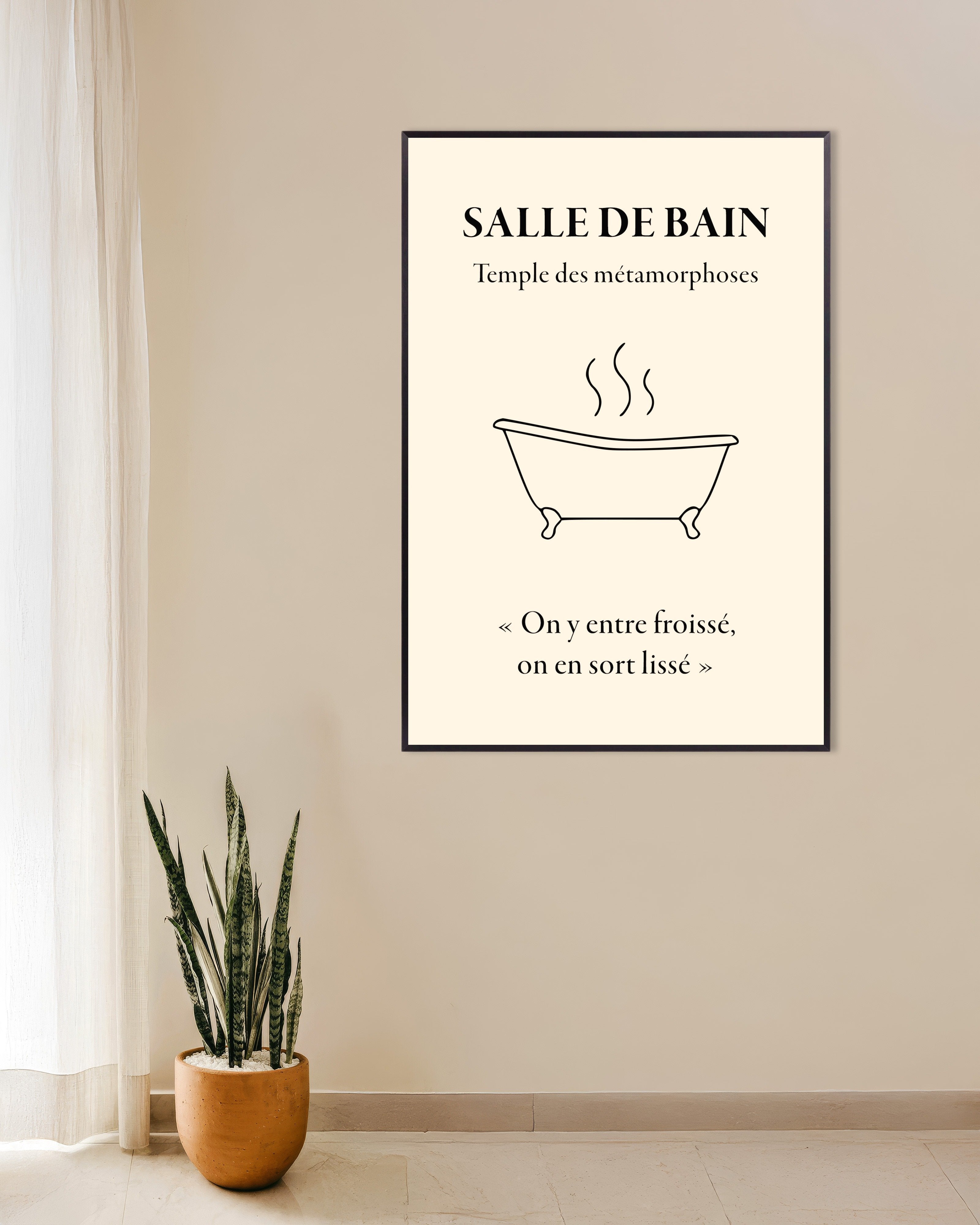 Poster of Bathroom Alchemy Poster: "Go in like a mess,come out like a masterpiece", french, with metal frame