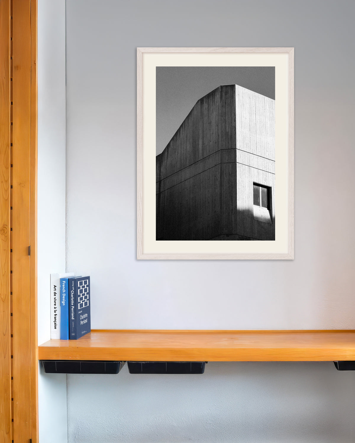 Poster of Board Marked Concrete Corner, with white wooden frame