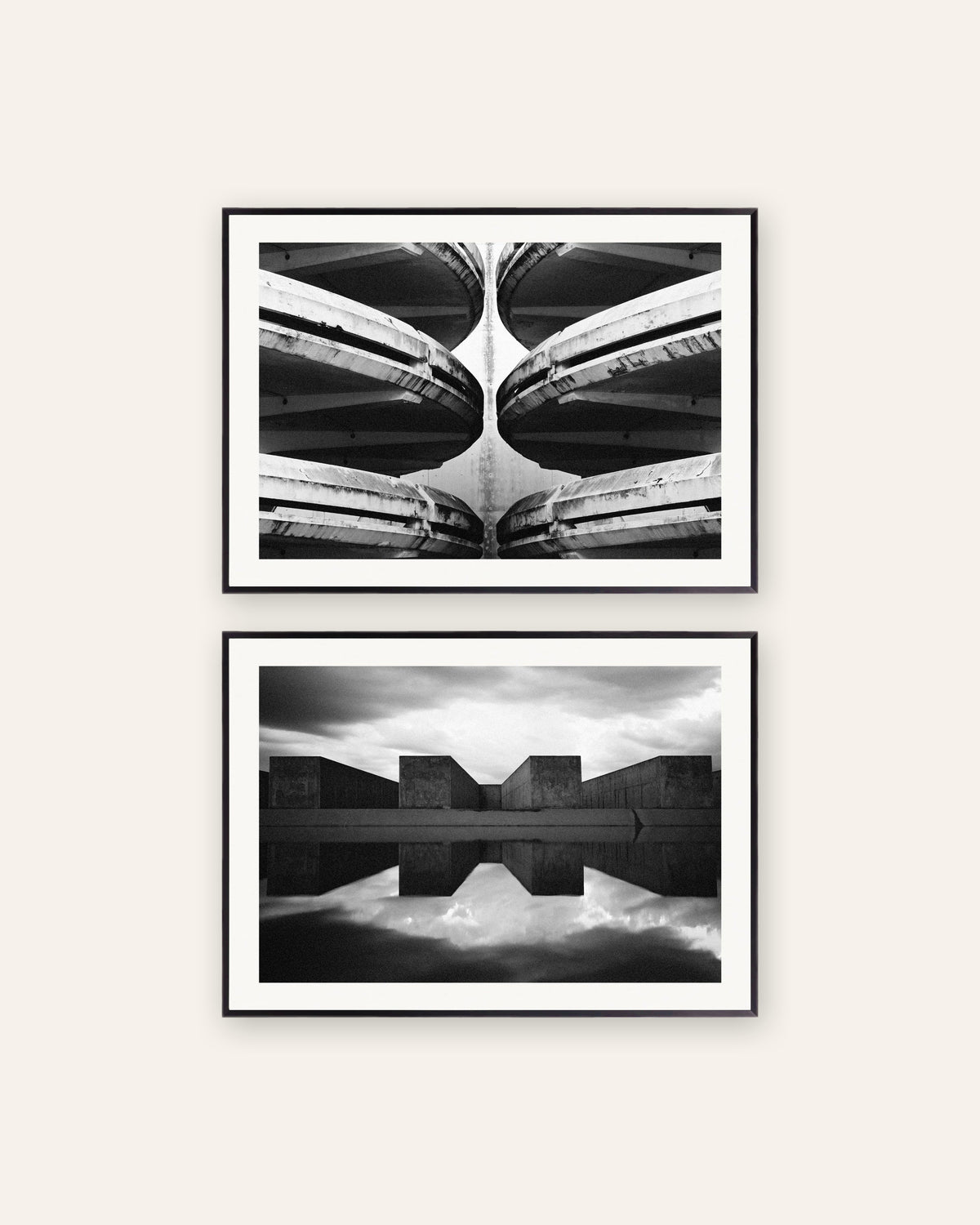 Brutalist Posters Set of 2 – Symmetry, prints in black metal frames