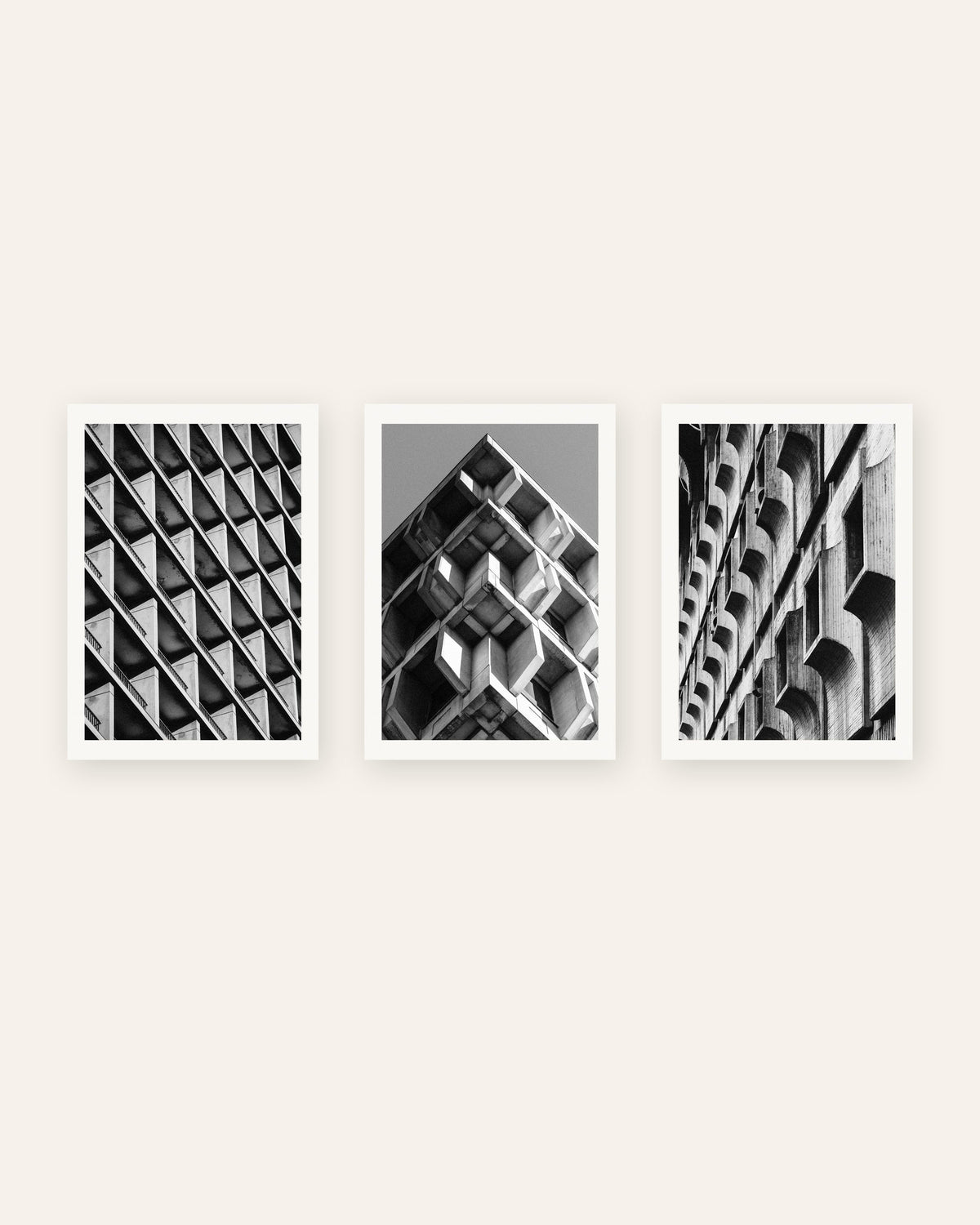Brutalist Posters Set of 3 – Concrete Patterns, prints without frame