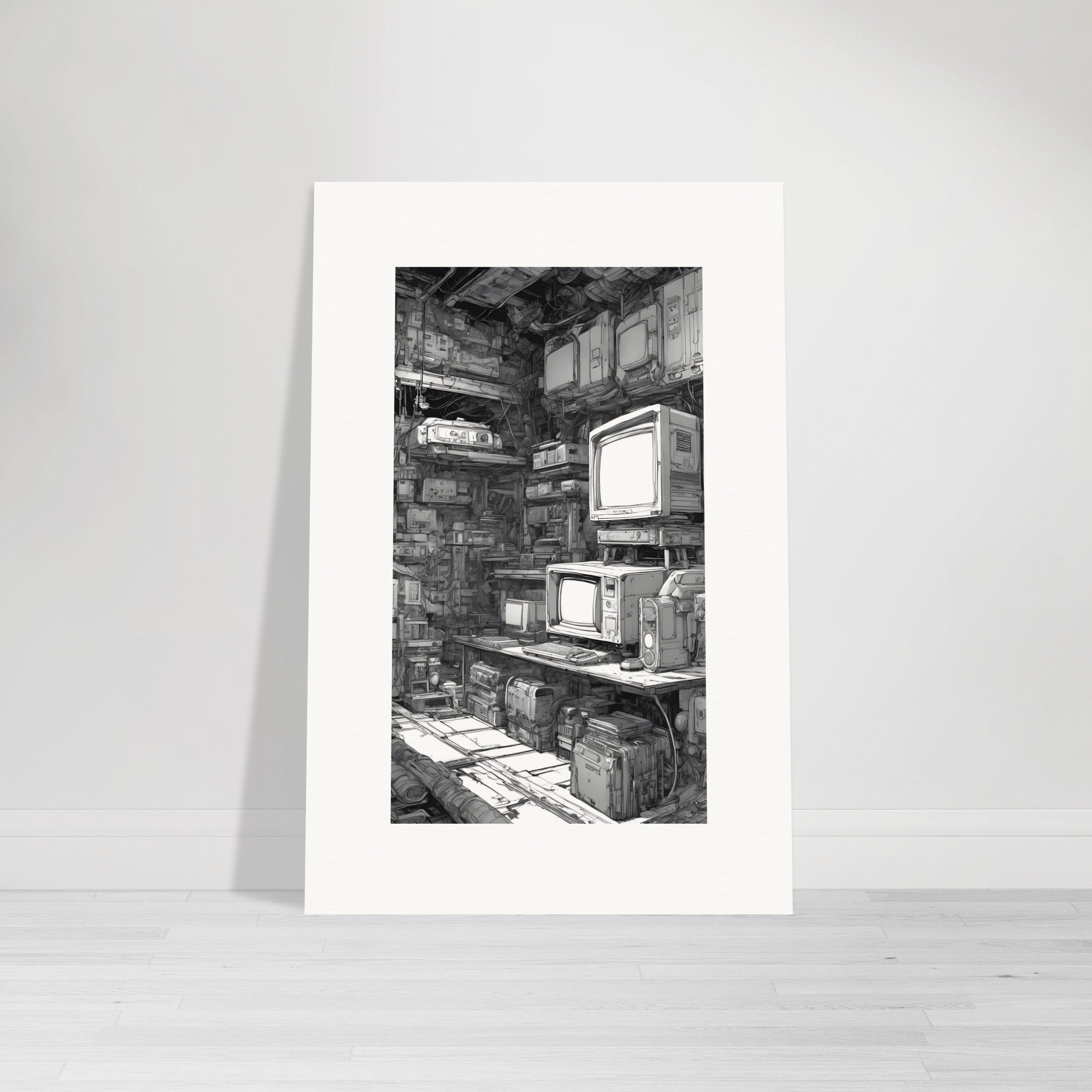 Contemporary black cyberpunk manga, Video game console - Poster
