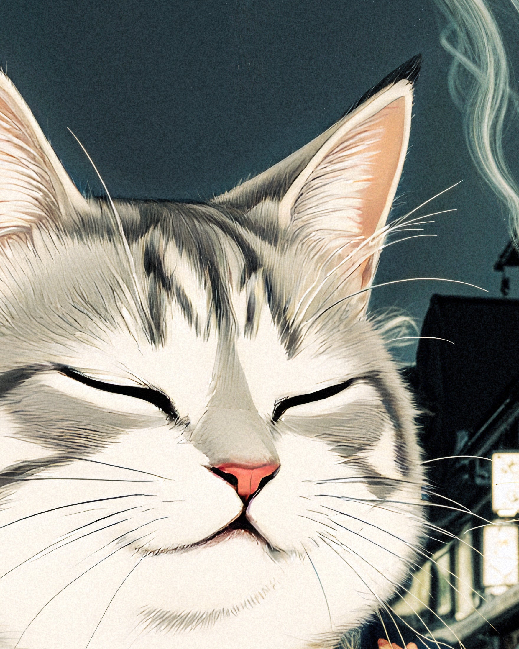 Delicious ramen, cat, asian restaurant - Poster