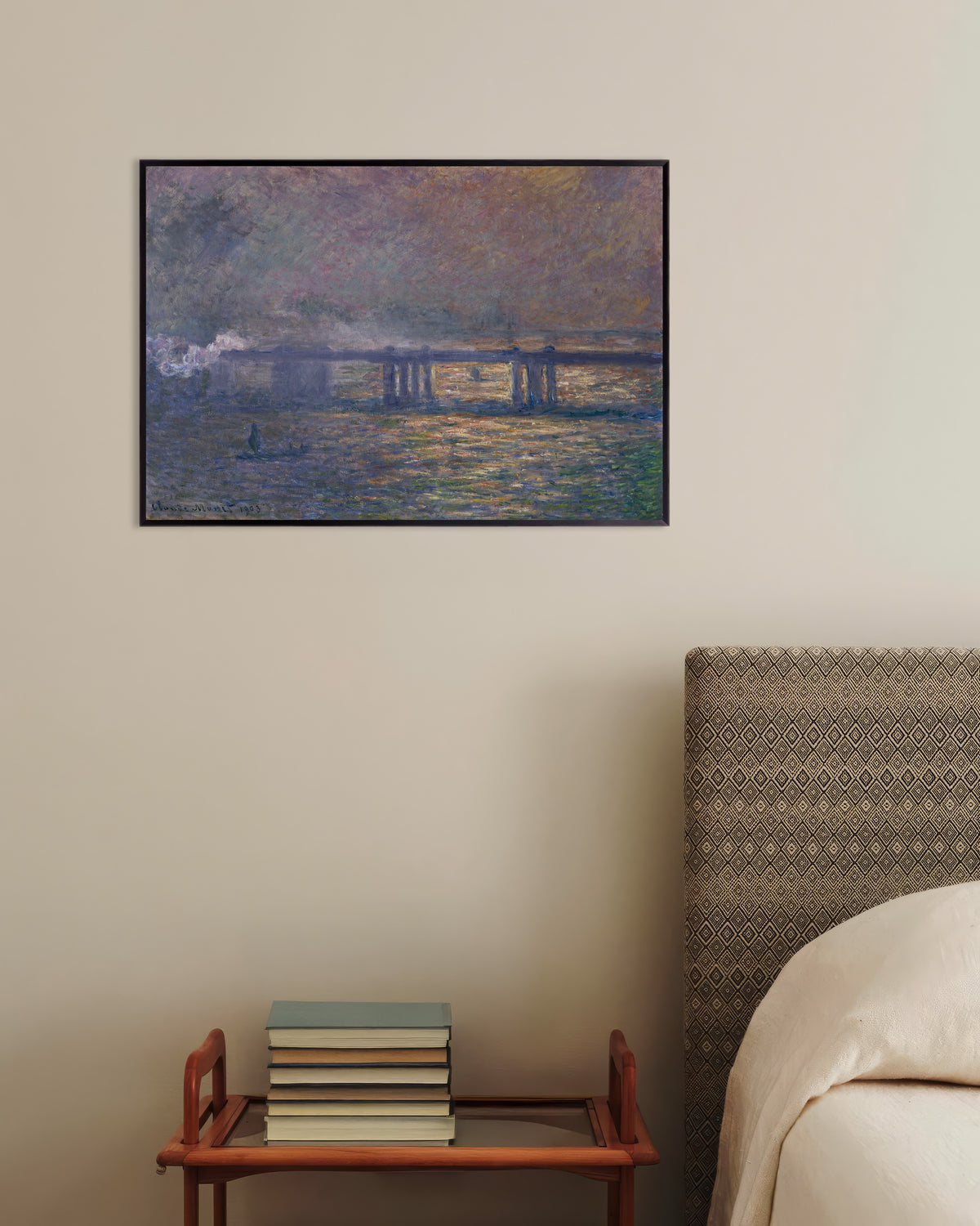 Poster of Charing Cross Bridge (1903) by Claude Monet, with metal frame