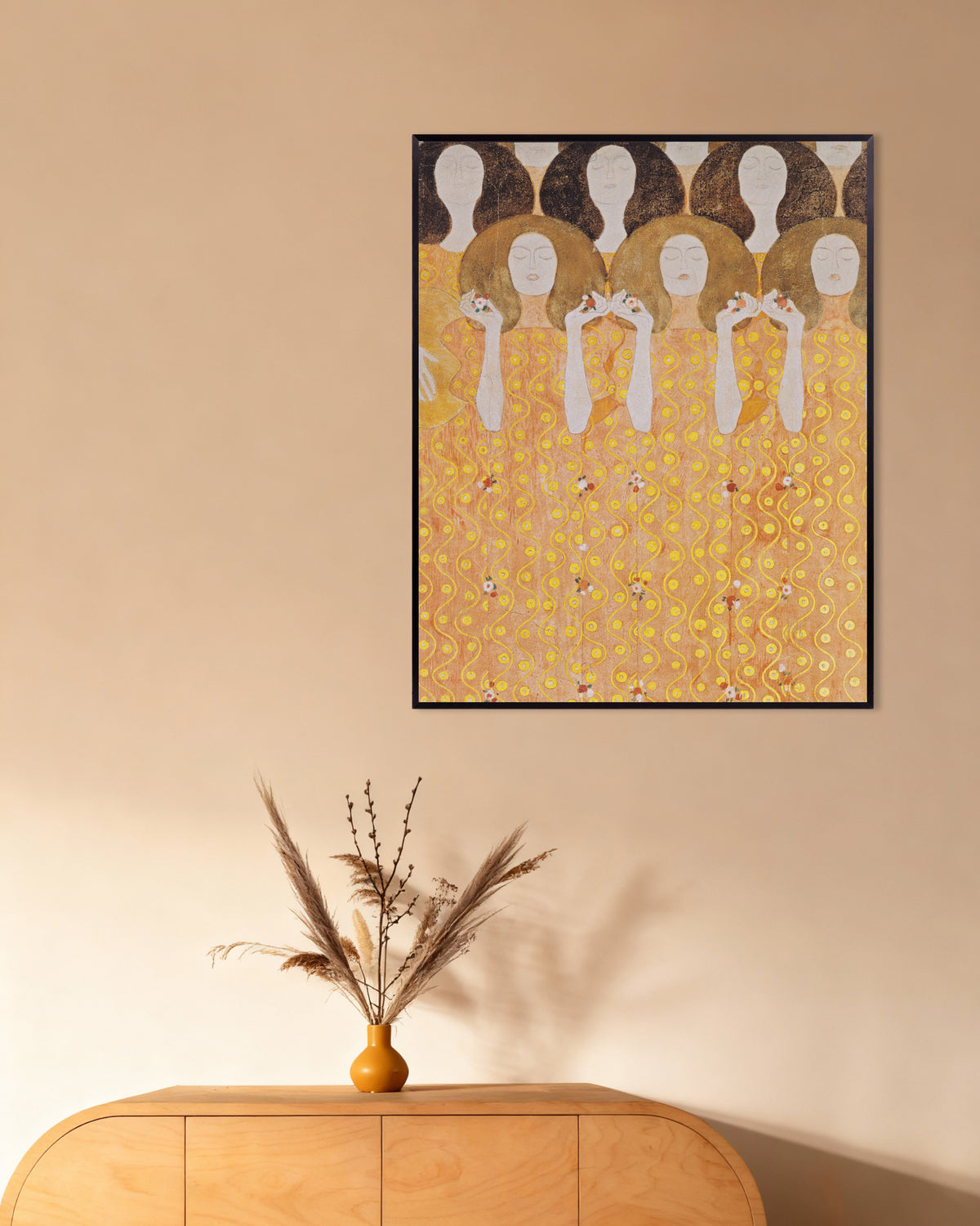 Poster of Choir of Angels, Beethoven Frieze (1902) by Gustav Klimt, with metal frame