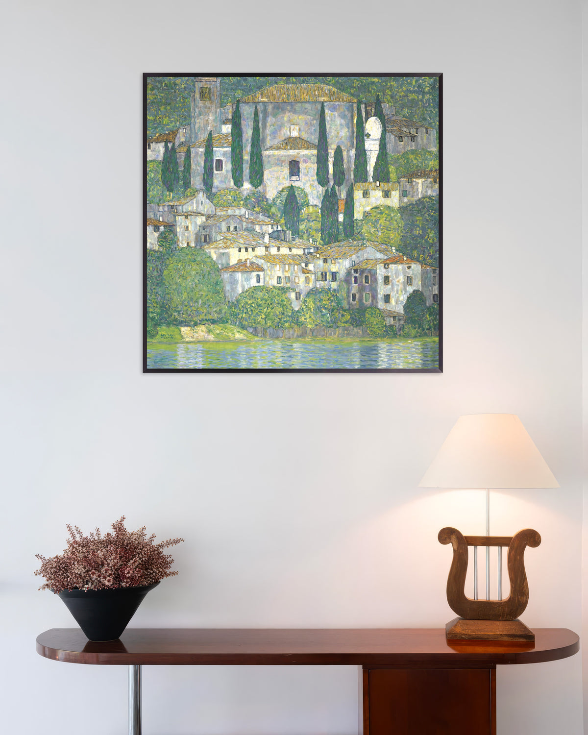Poster of Church in Cassone, Landscape with Cypresses (1913) by Gustav Klimt, with metal frame