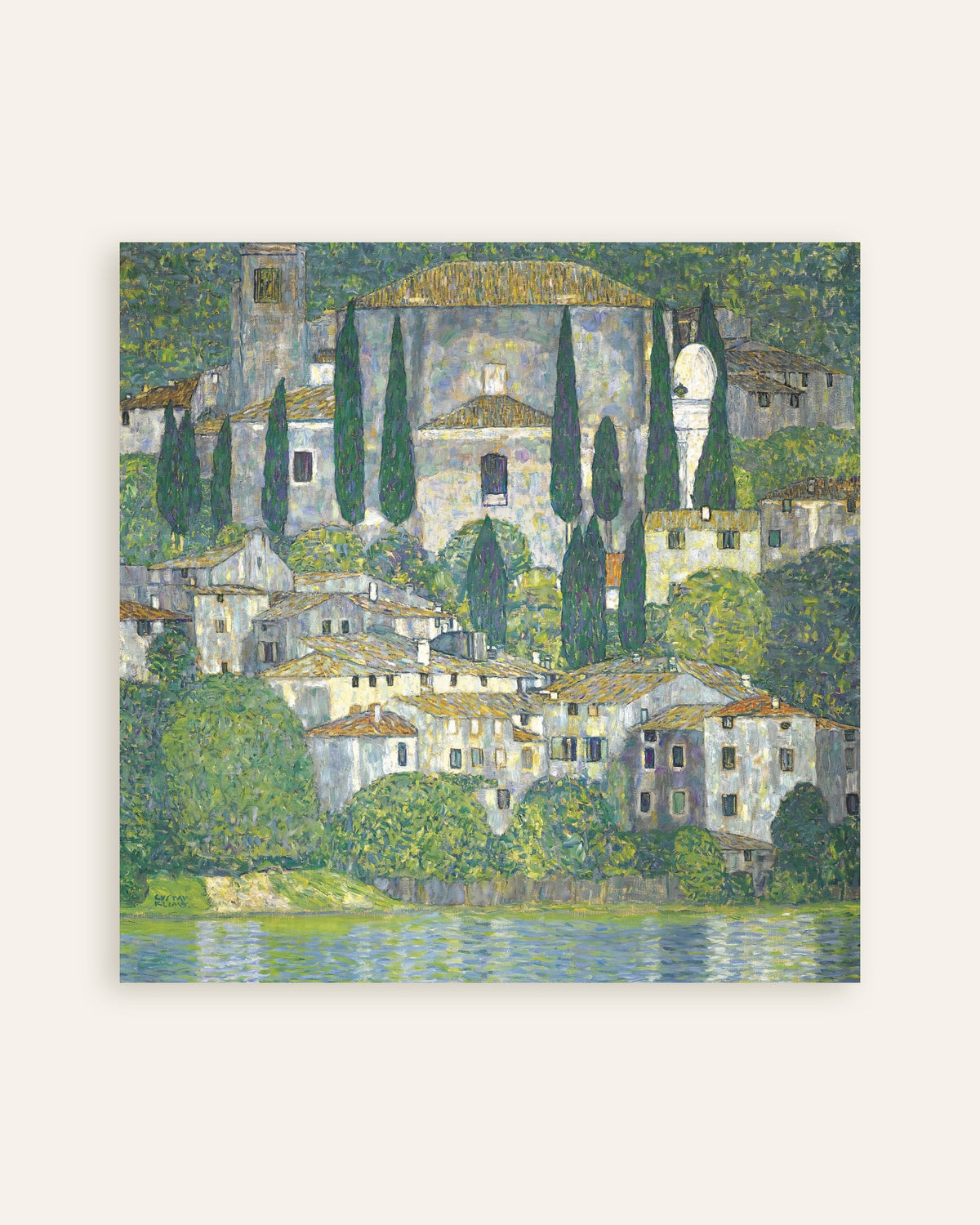 Poster of Church in Cassone, Landscape with Cypresses (1913) by Gustav Klimt, thumbnail