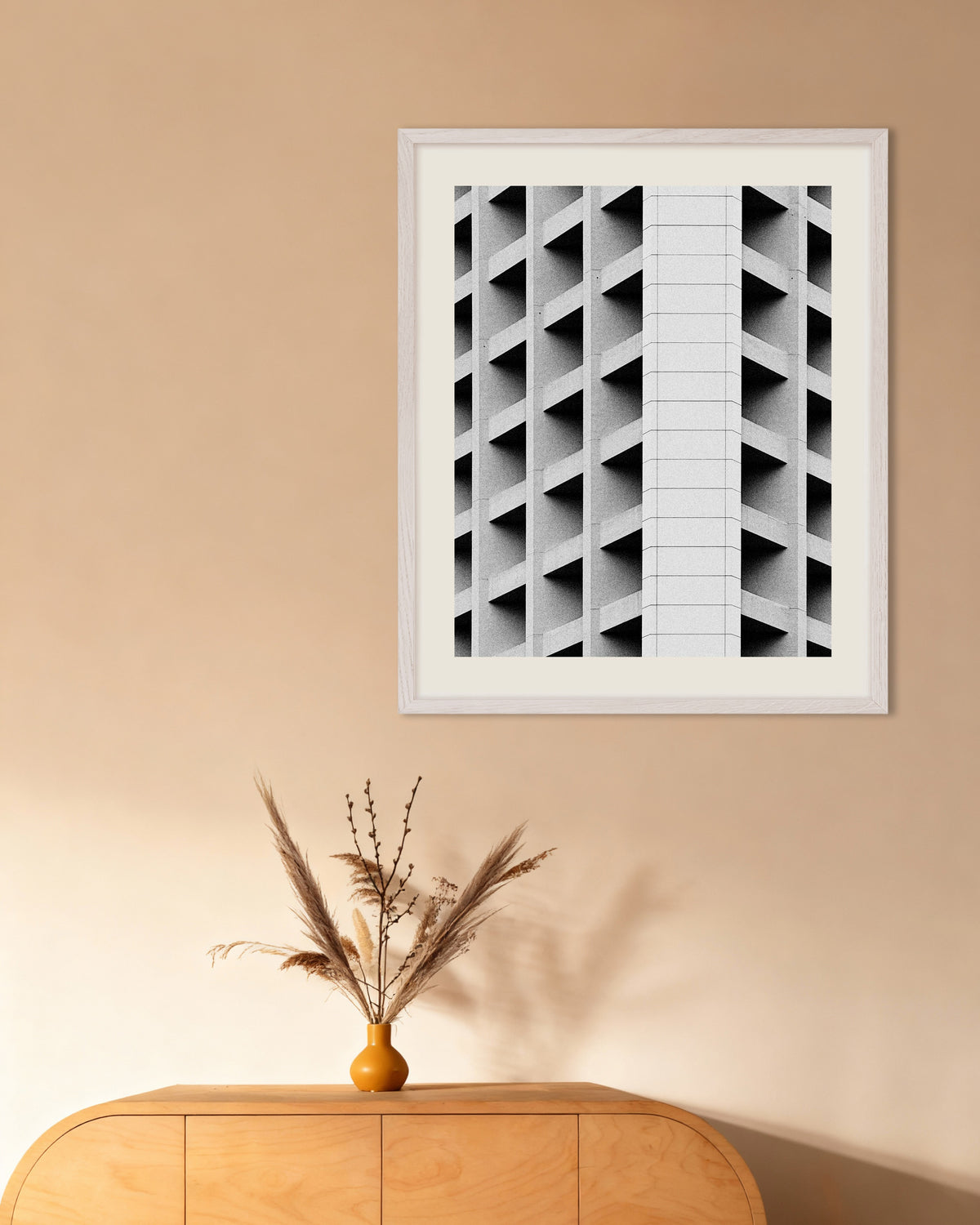 Poster of Coffered Facade With White Spine, with white wooden frame
