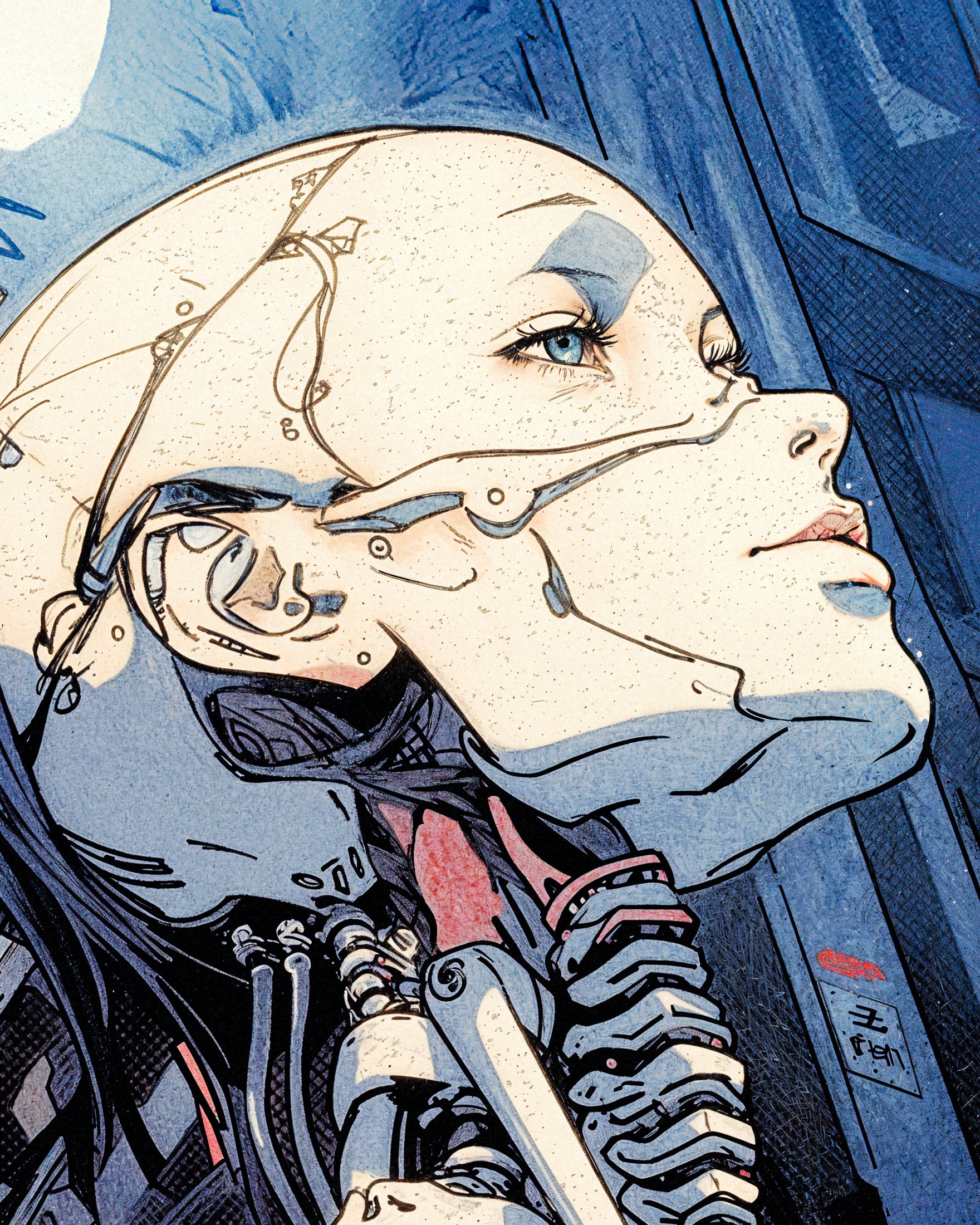Cyberpunk, manga female robot - Poster
