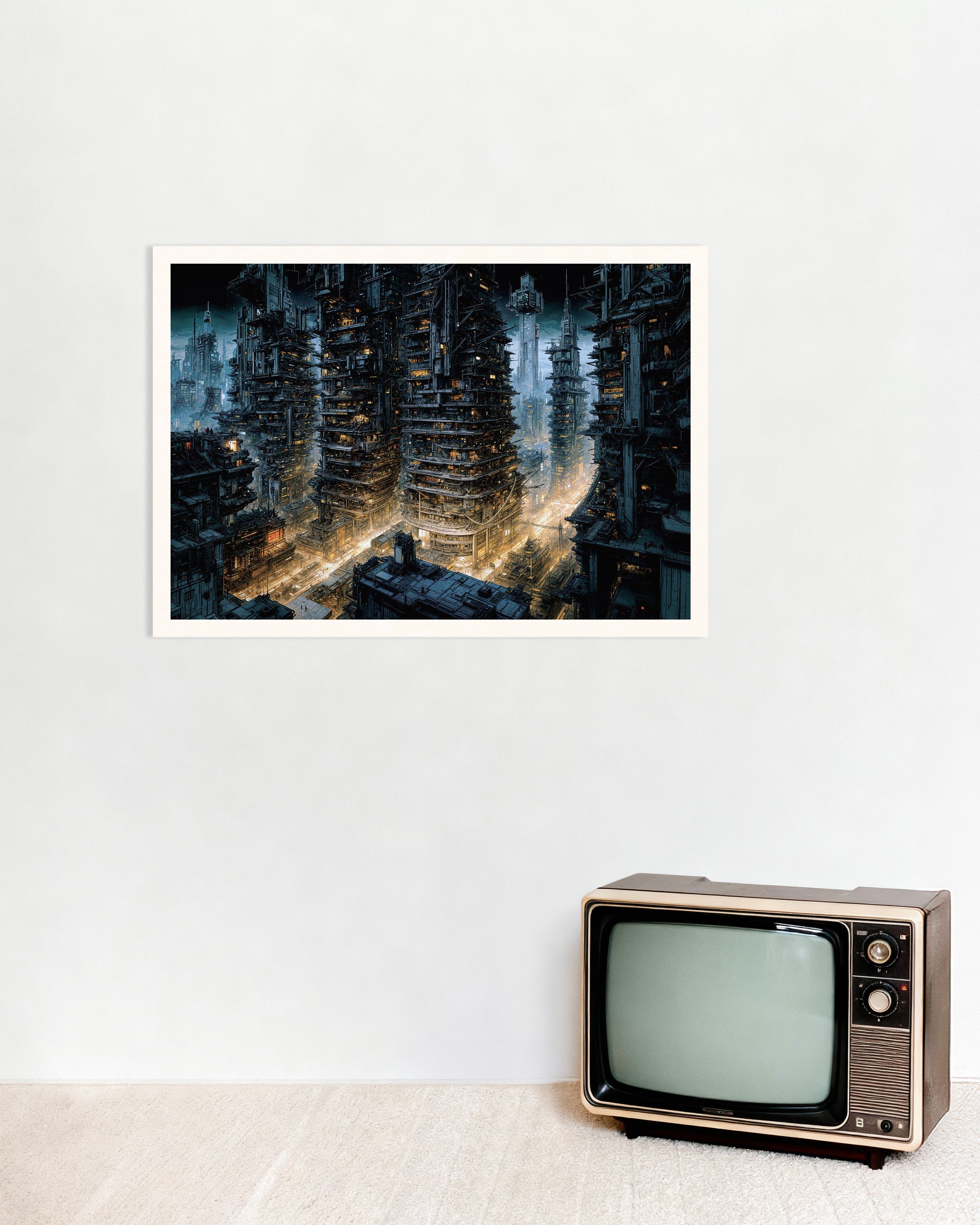 Poster of Cybernetic city at night, science-fiction - Poster