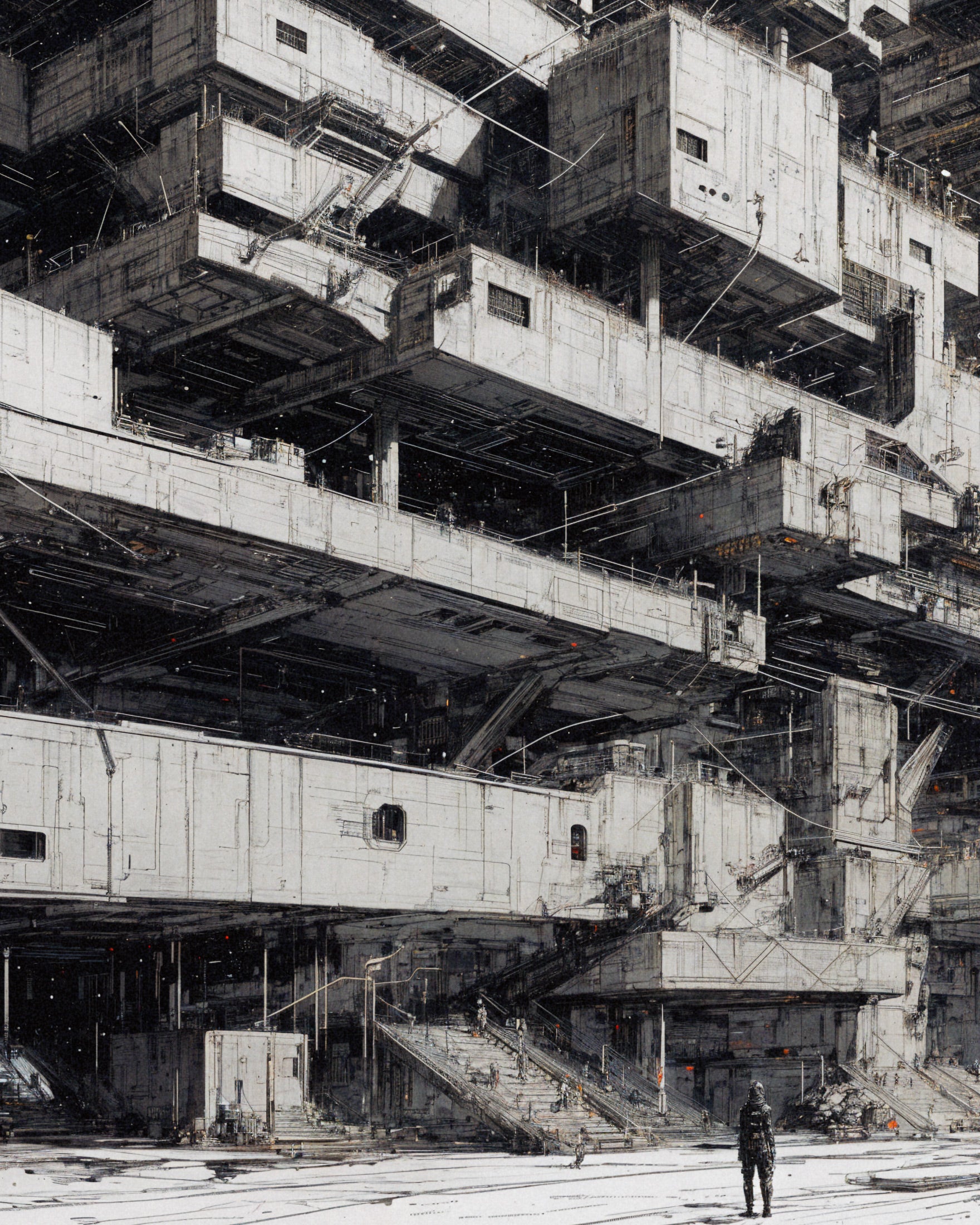 Brutalist design, futuristic metropolis – Art print