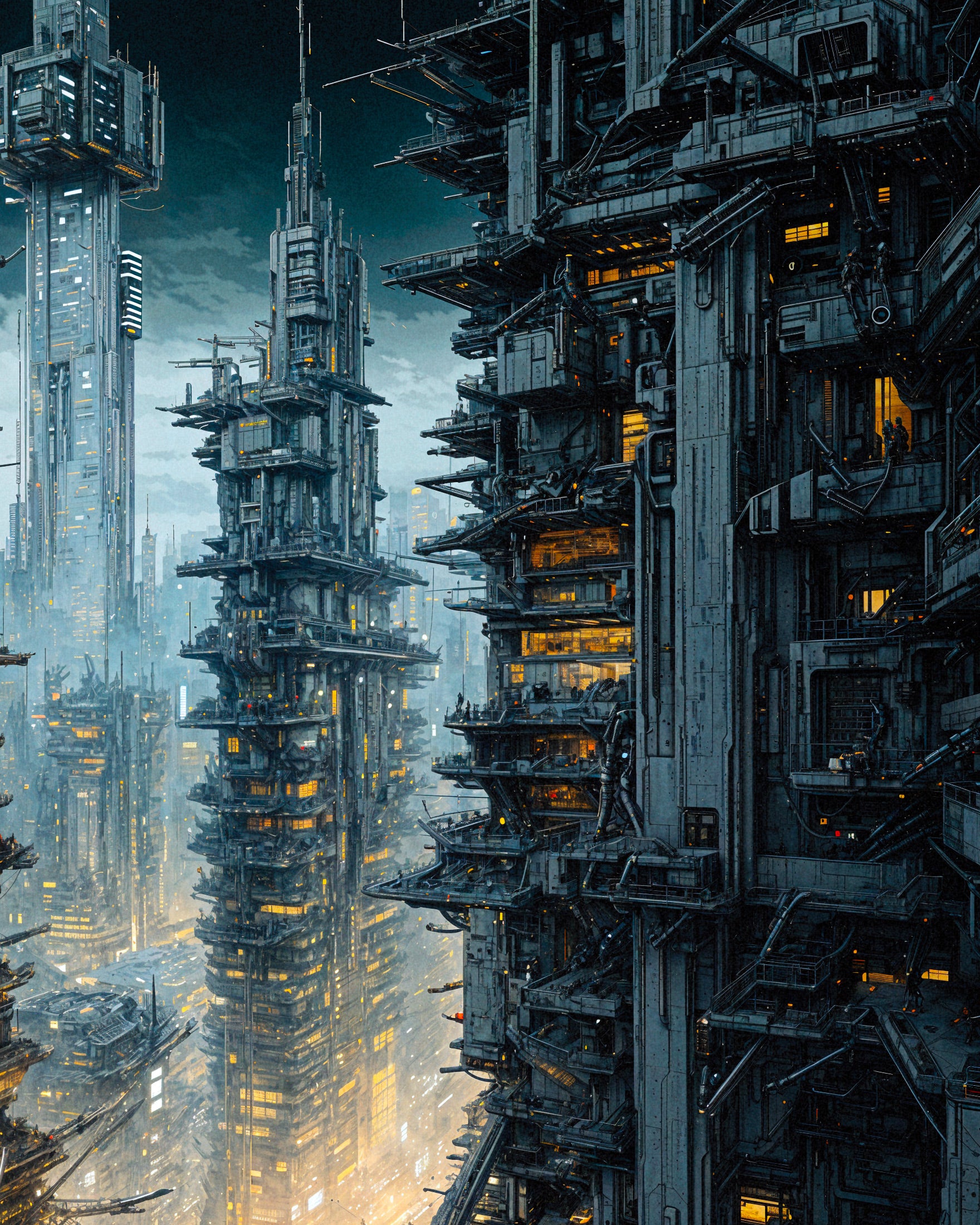 Futuristic metropolis after dark, sci-fi artwork – Print