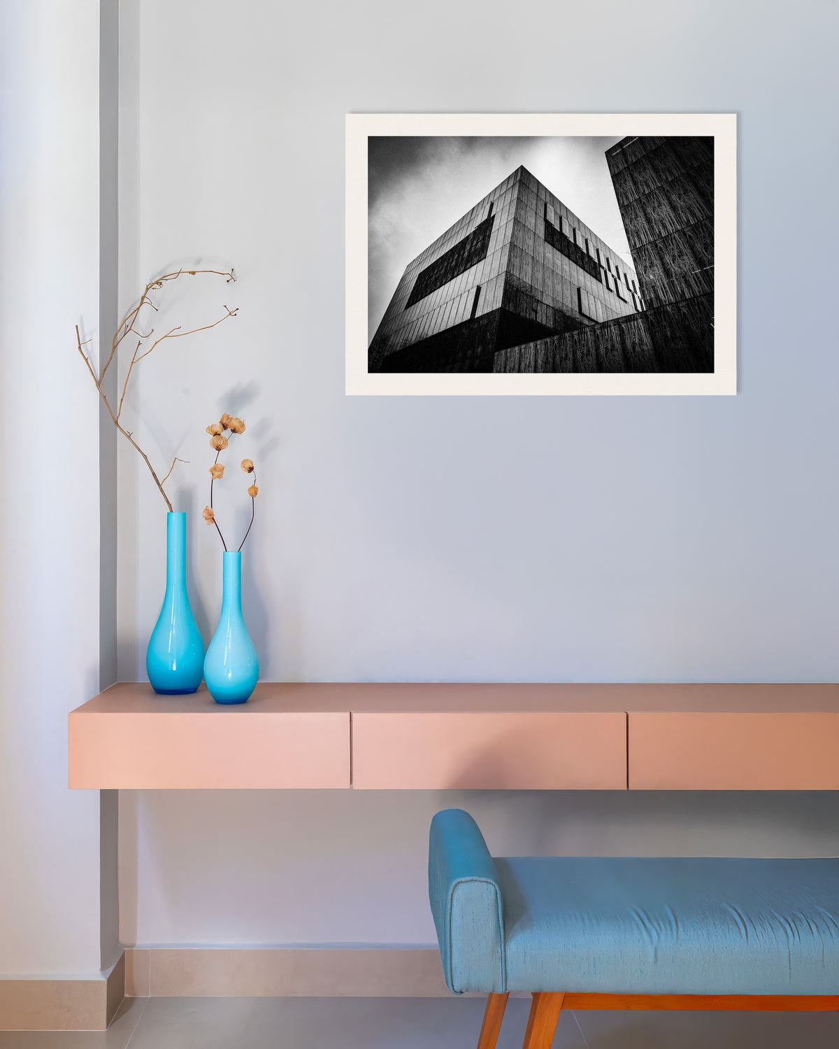 Poster of Dark Concrete Box Under Clouds