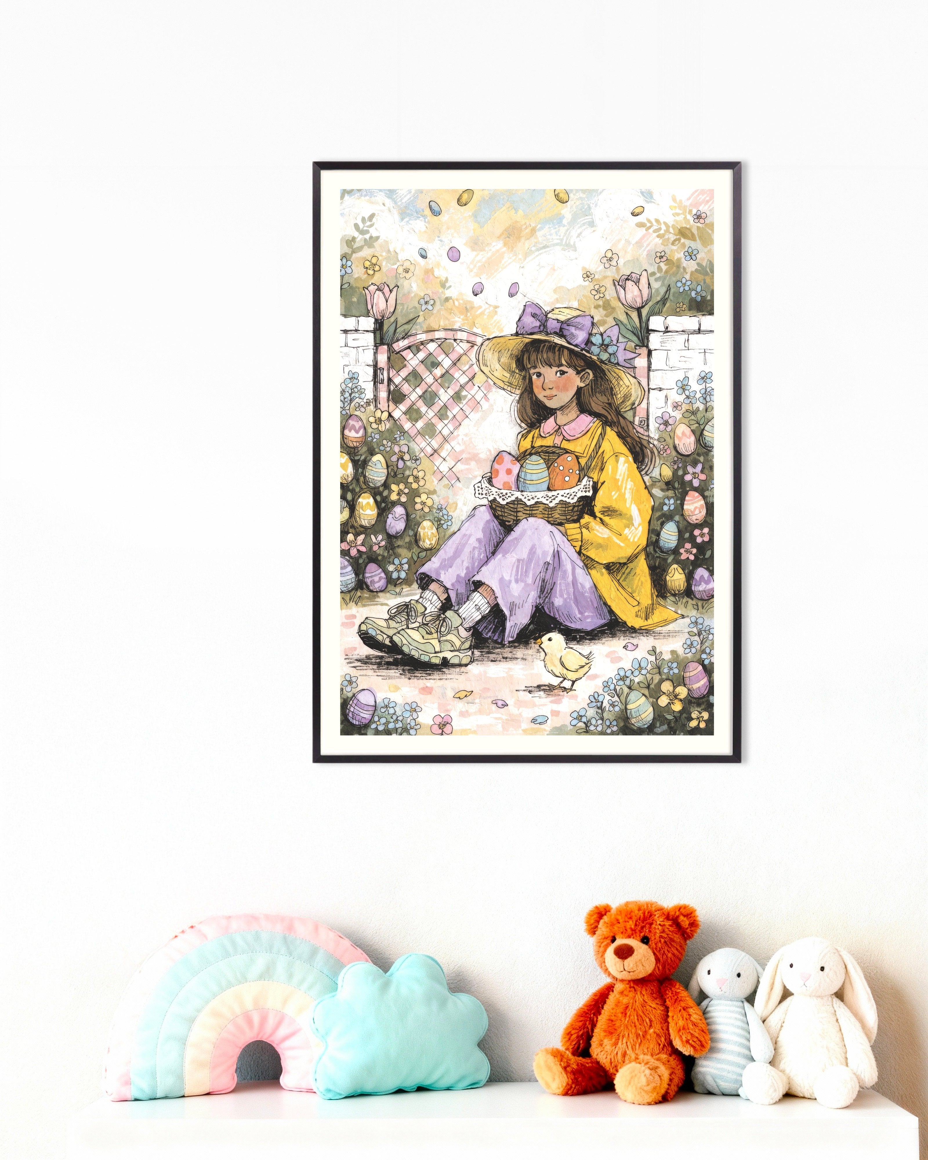 Poster of Easter Garden Girl Poster, with metal frame