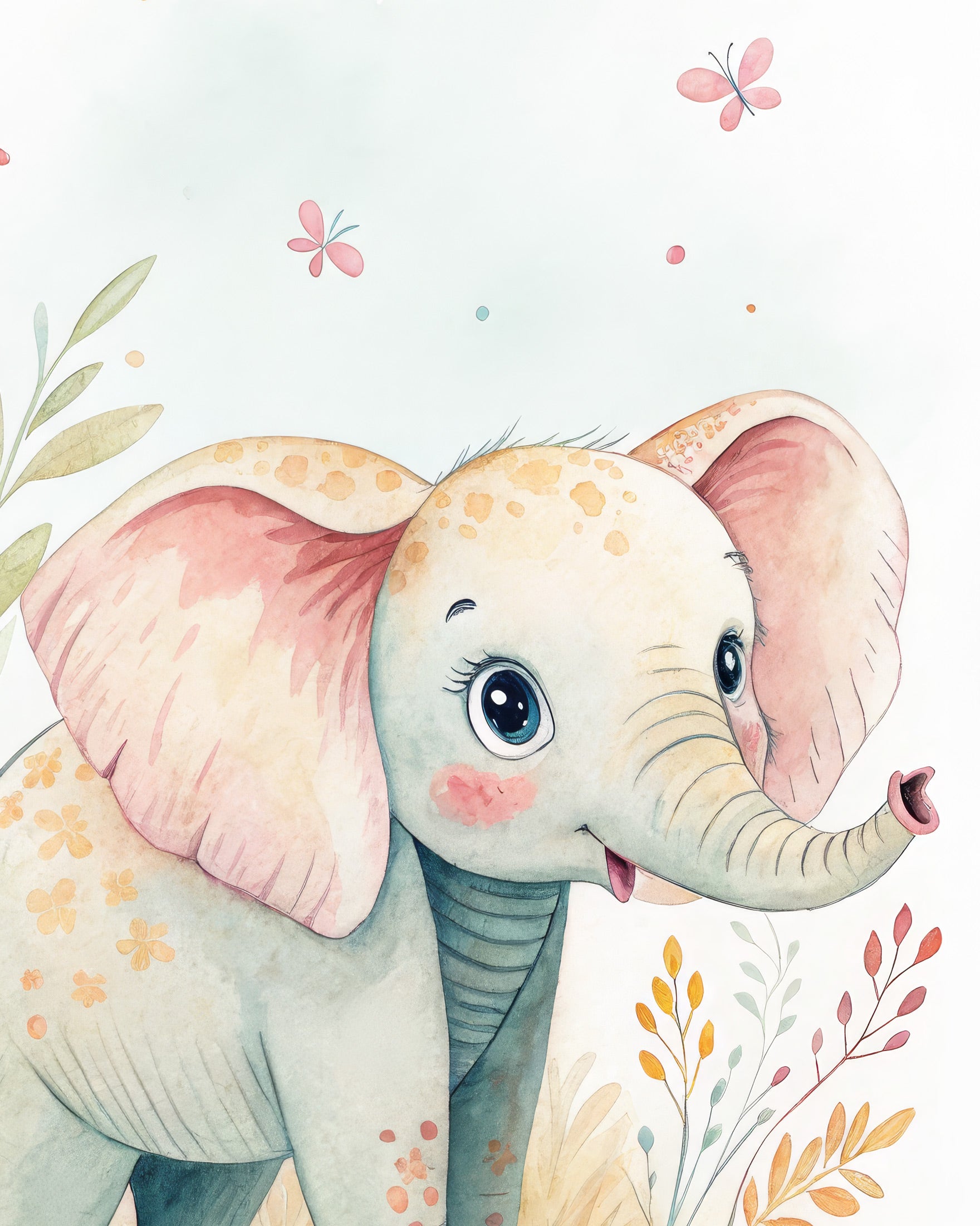 Baby Elephant Poster - Safari Nursery Wall Art
