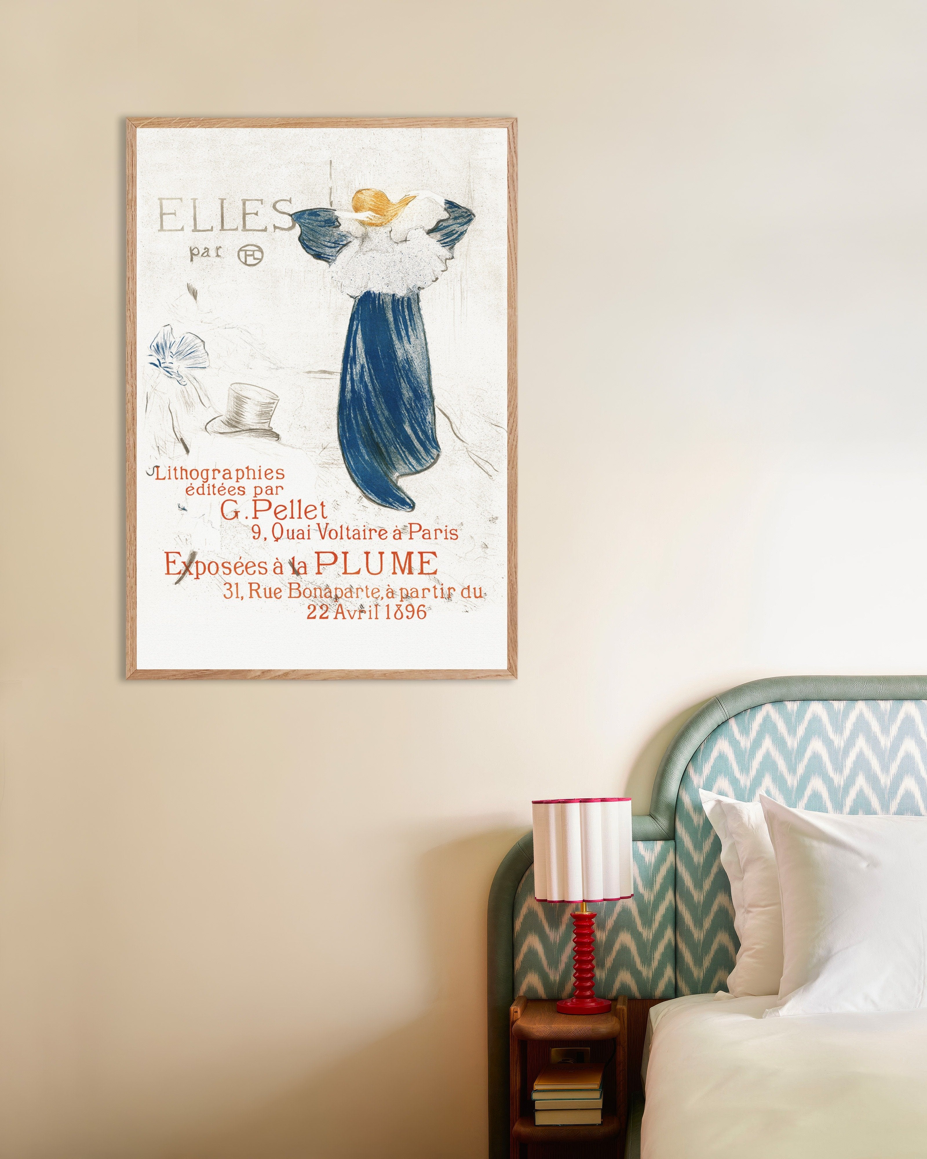 Poster of Elles (Frontispiece) (1896) by Henri de Toulouse-Lautrec Poster, with natural wooden frame