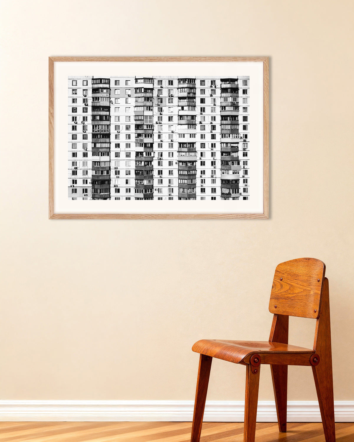 Poster of Endless Apartment Block, with natural wooden frame