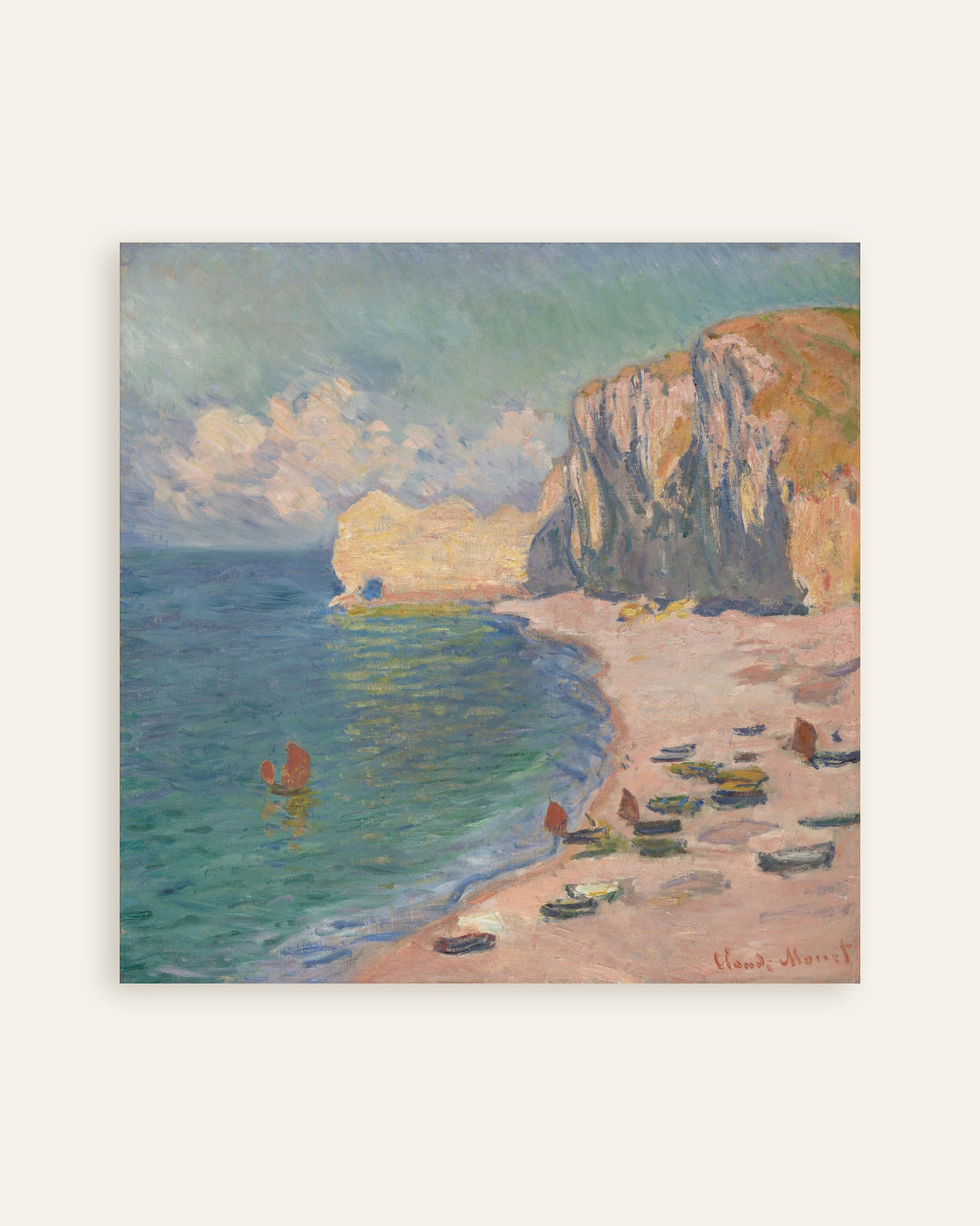 Poster of Étretat, the Beach and the Falaise d'Amont (1885) by Claude Monet, thumbnail