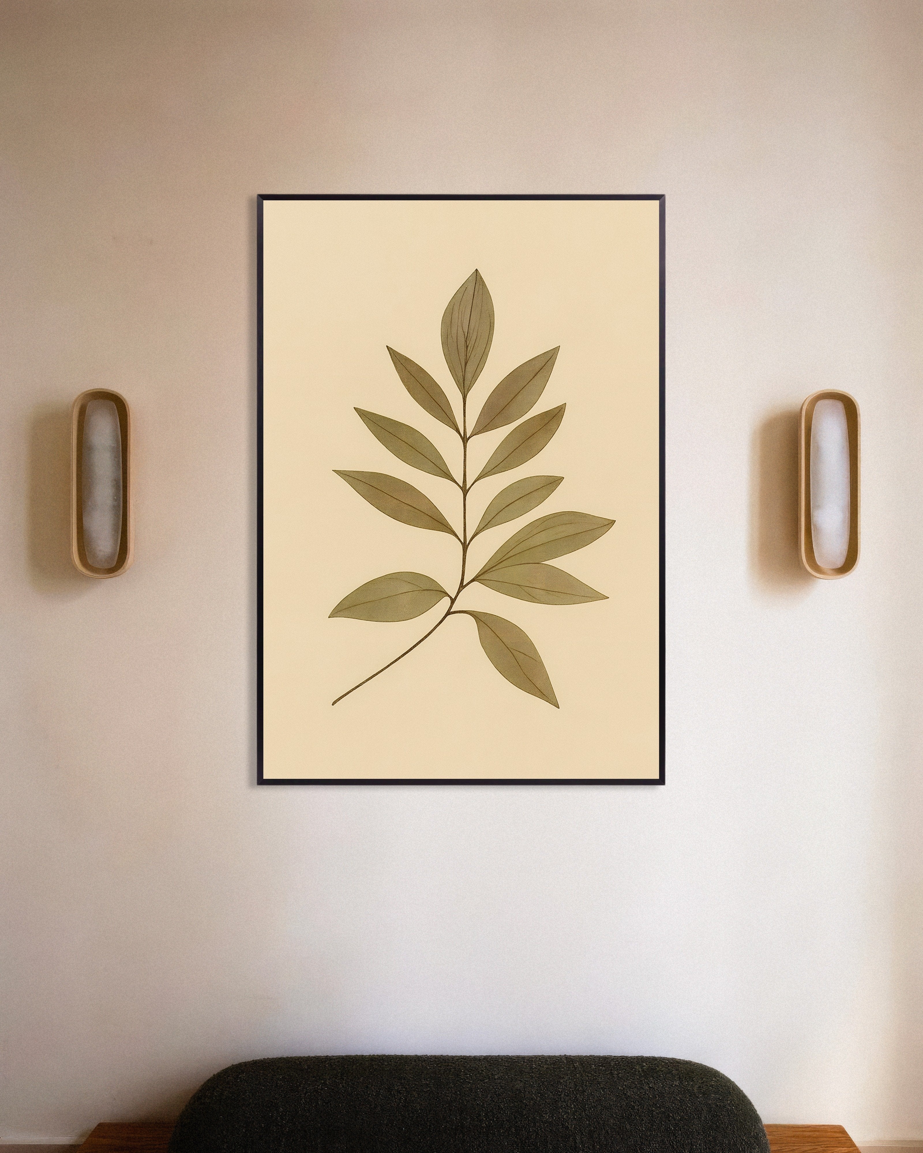 Poster of Eucalyptus Leaves Poster – Autumn Botanical Print, with metal frame