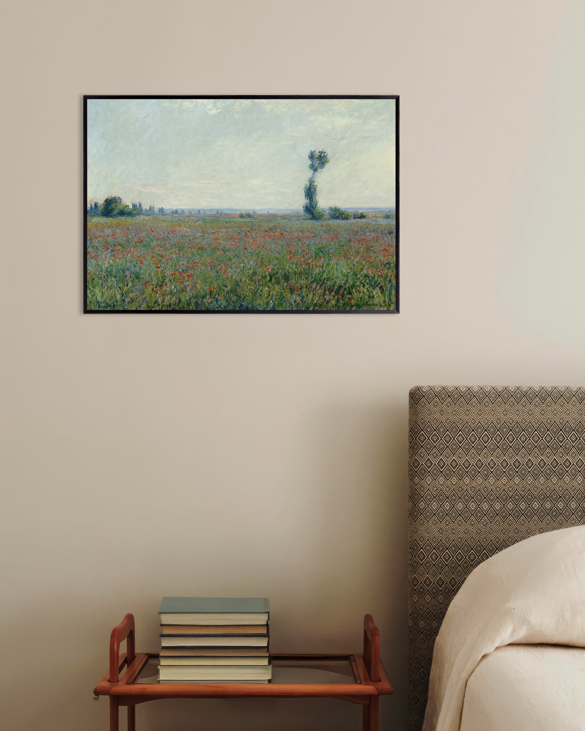 Poster of Field of Poppies by Claude Monet, with metal frame