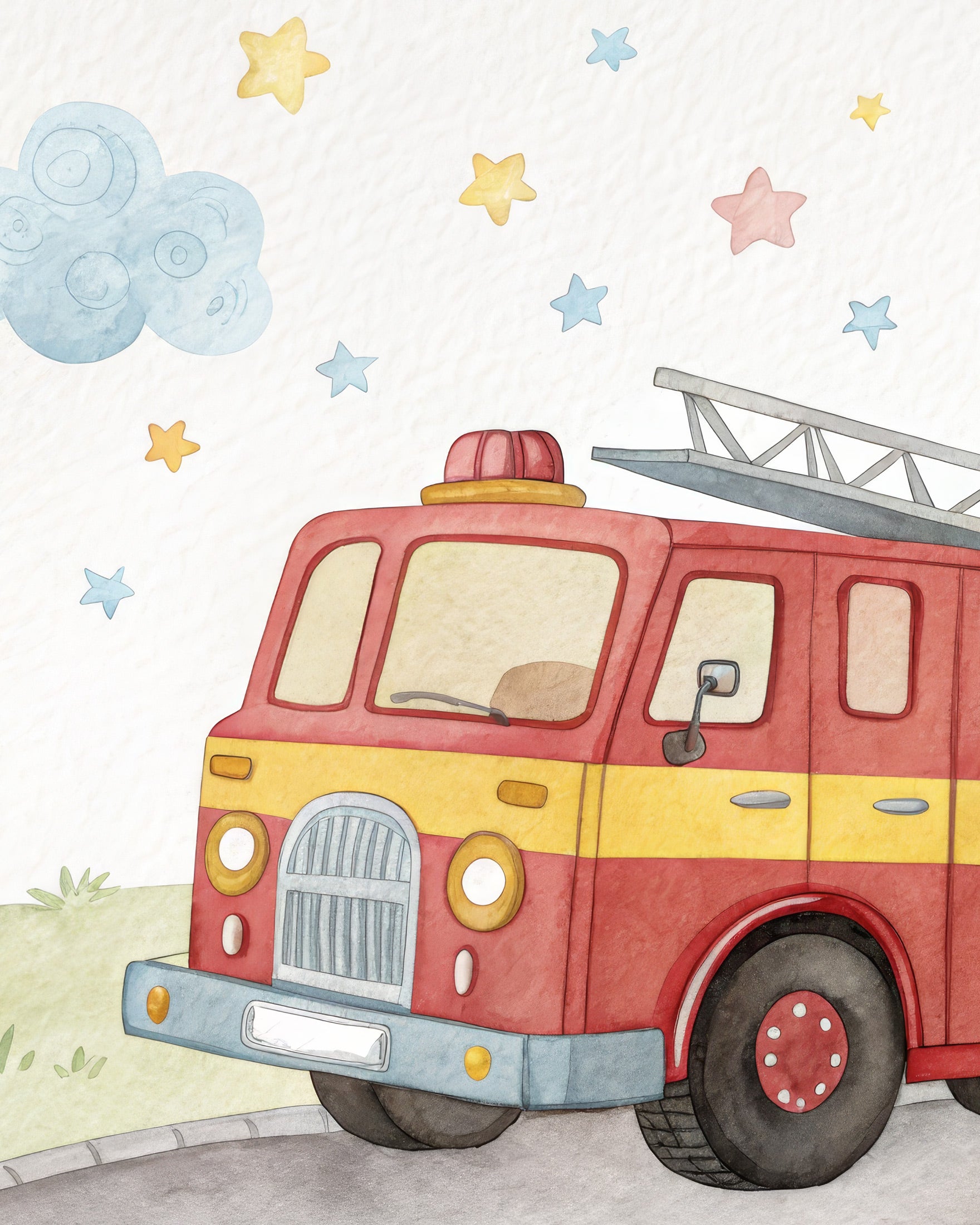 Fire Truck Poster - Boys Nursery Wall Art
