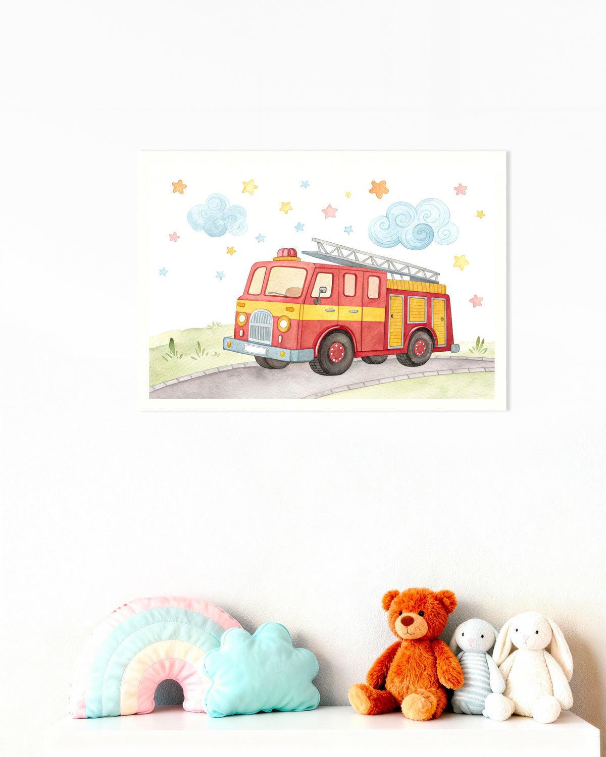 Fire Engine Print for Boys’ Nursery Wall Decoration | Posterscape.co.uk