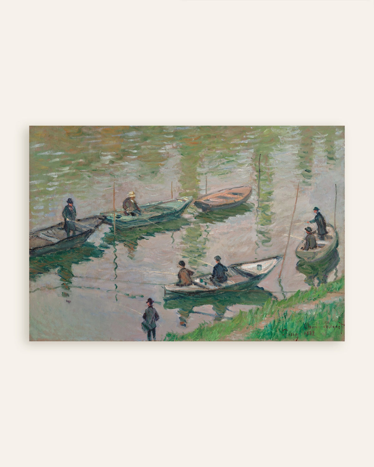 Poster of Fishermen on the Seine at Poissy (1882) by Claude Monet, thumbnail