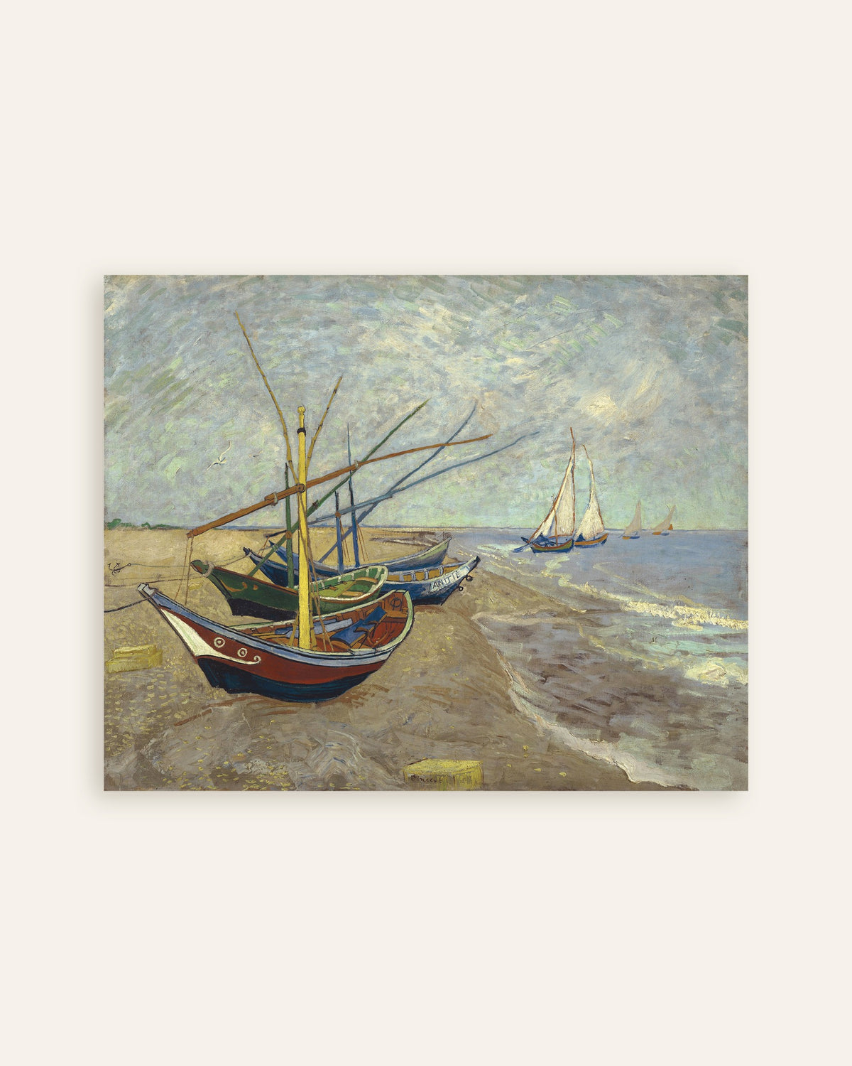 Poster of Fishing Boats on the Beach at Les Saintes-Maries-de-la-Mer (1888) by Vincent van Gogh, thumbnail