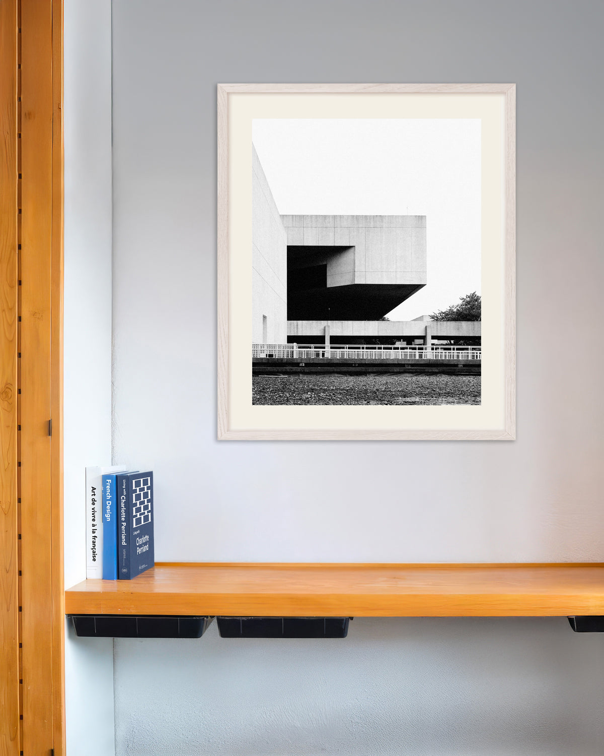 Poster of Floating Concrete Block, with white wooden frame