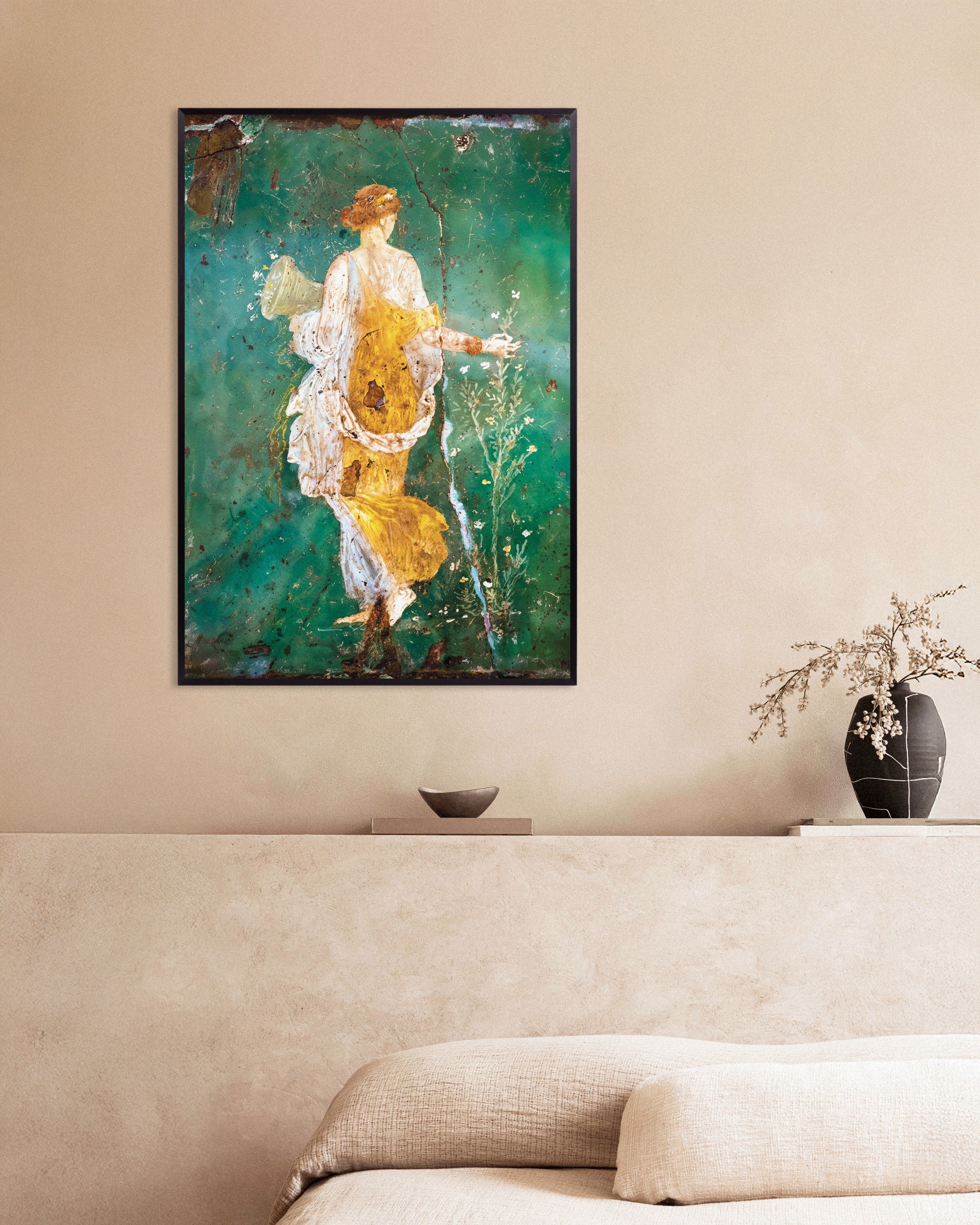 Poster of Flora Wall Fresco – Stabiae - Ancient Roman Painting Poster, with metal frame