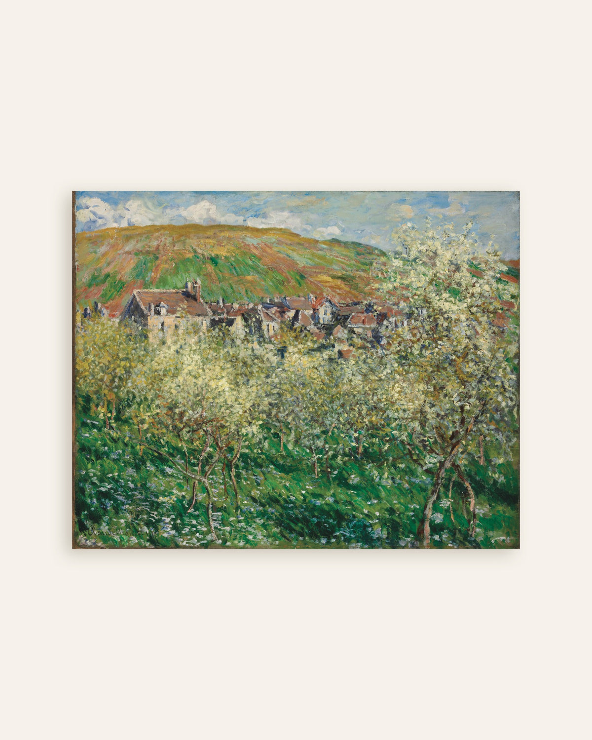 Poster of Flowering Plum Trees (1879) by Claude Monet, thumbnail