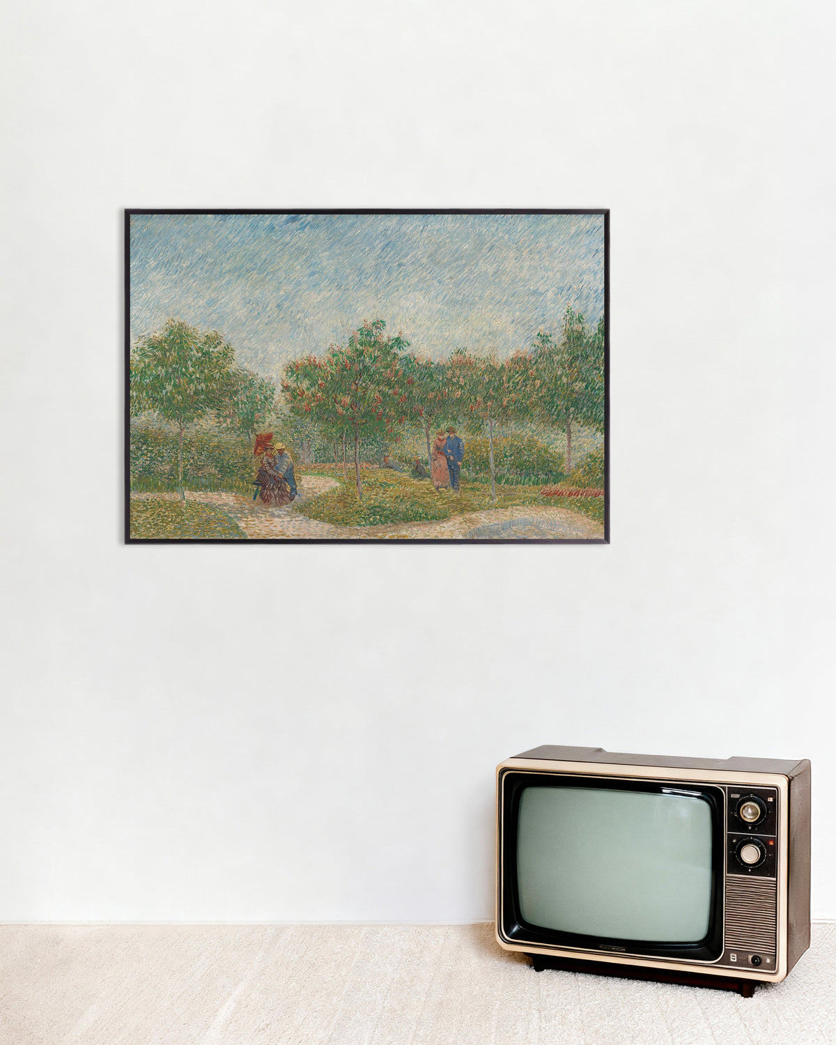 Poster of Garden with Courting Couples, Square Saint-Pierre (1887) by Vincent van Gogh, with metal frame