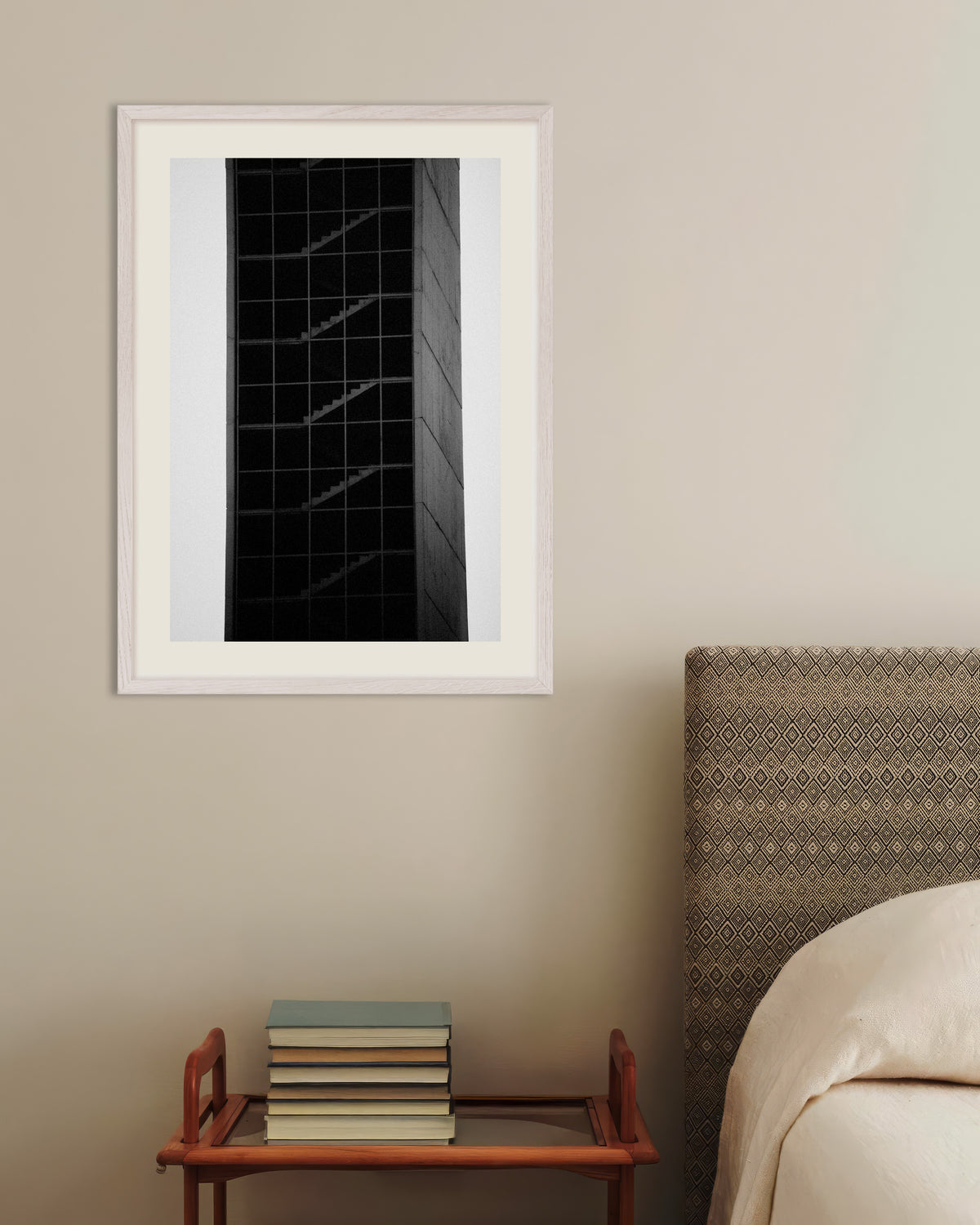Poster of Glass Stair Tower, with white wooden frame