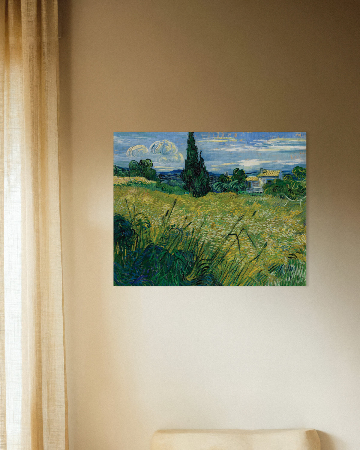 Poster of Green Wheat Field with Cypress (1889) by Vincent van Gogh