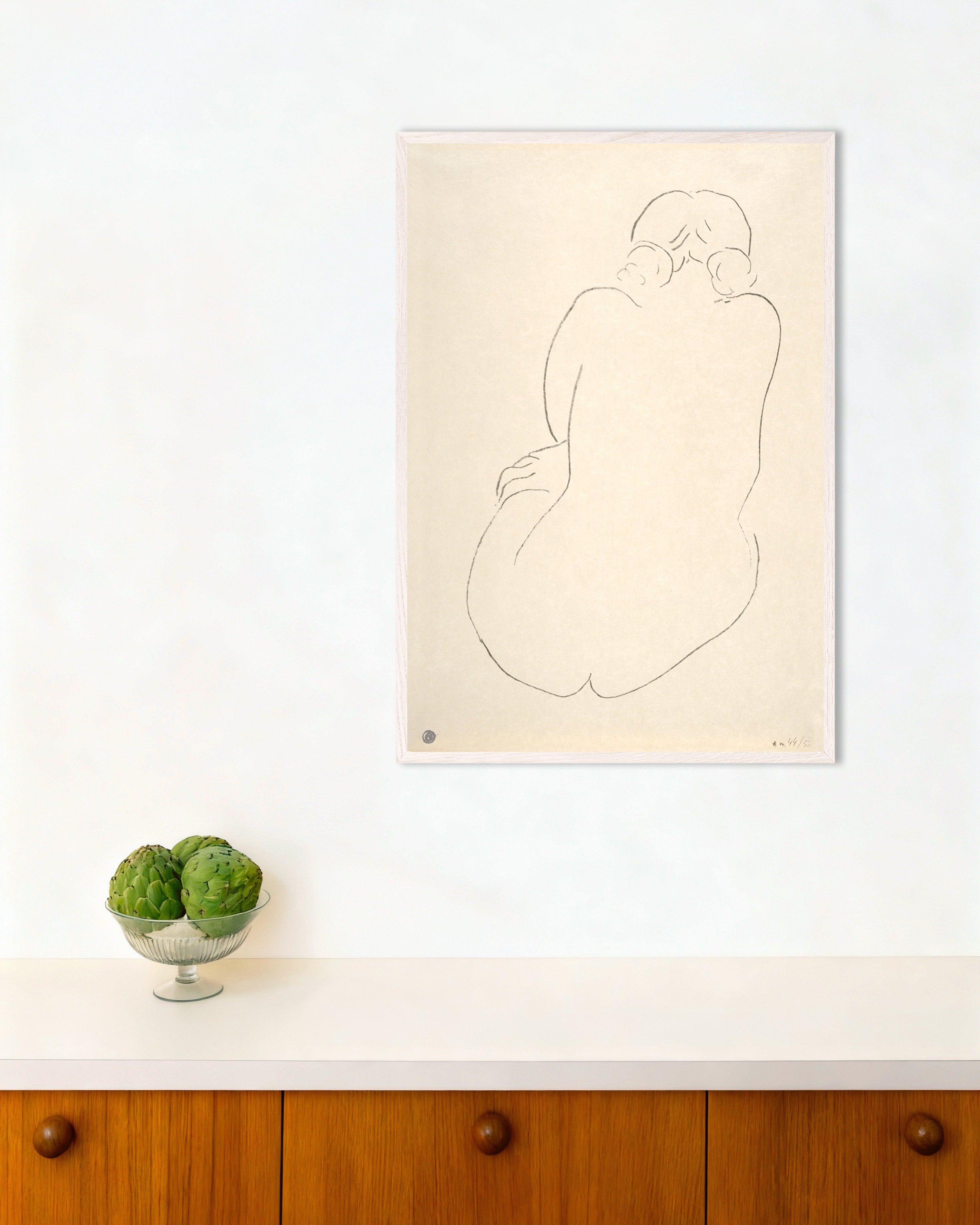 Poster of Henri Matisse Seated nude seen from the behind poster (1913), with white wooden frame