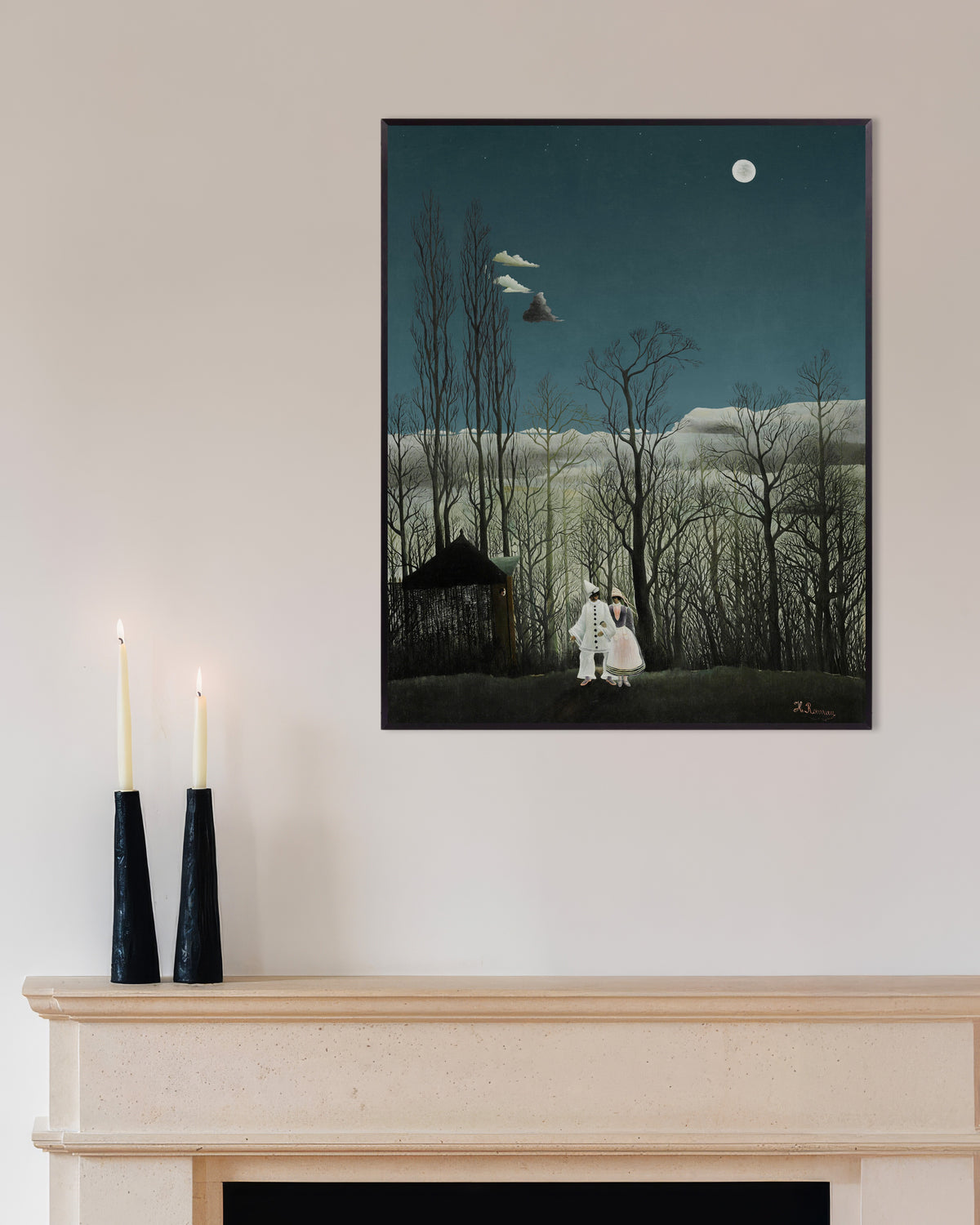 Poster of Henri Rousseau Print - A Carnival Evening (detail), with metal frame
