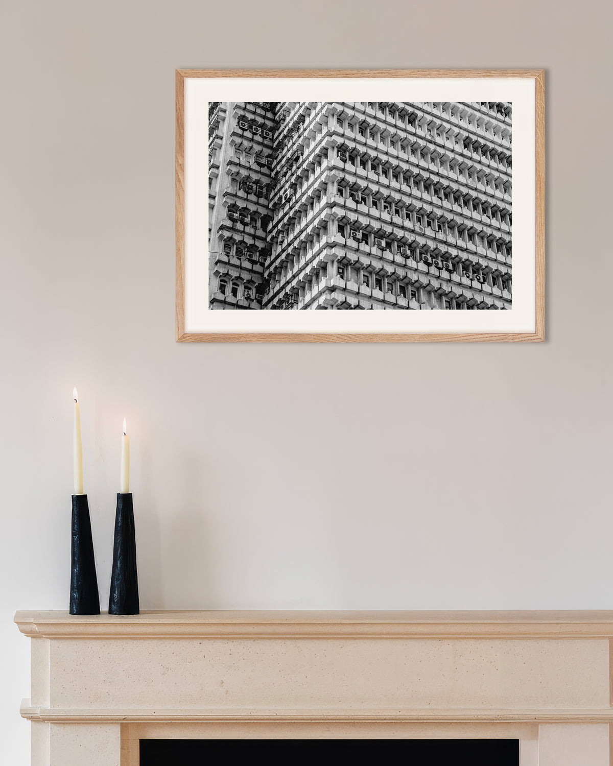 Poster of Honeycomb Office Facade, with natural wooden frame