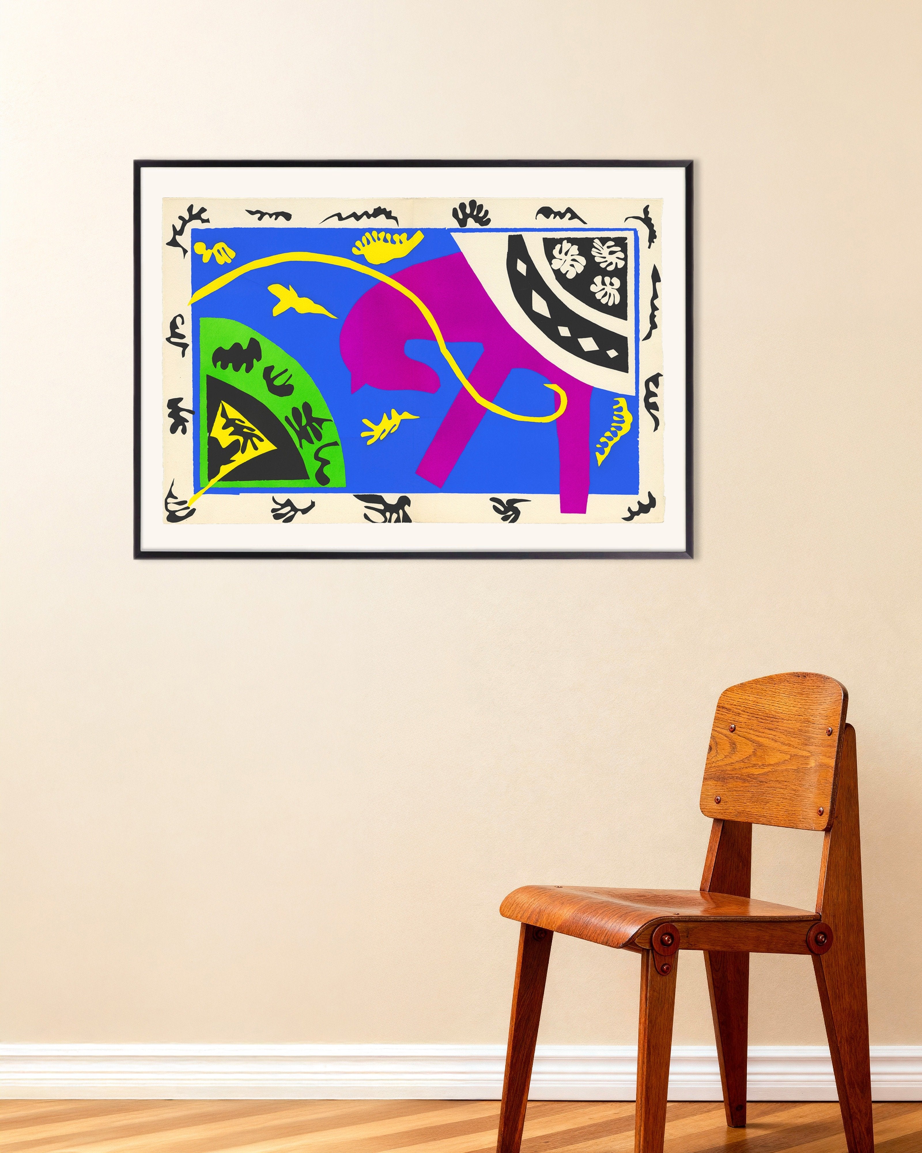 Poster of Horse, Rider, and Clown (1954) by Henri Matisse, with metal frame