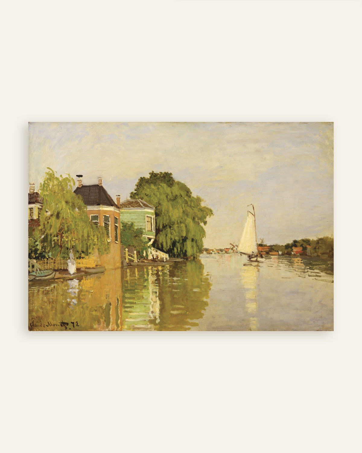 Poster of Houses on the Achterzaan (1871) by Claude Monet, thumbnail