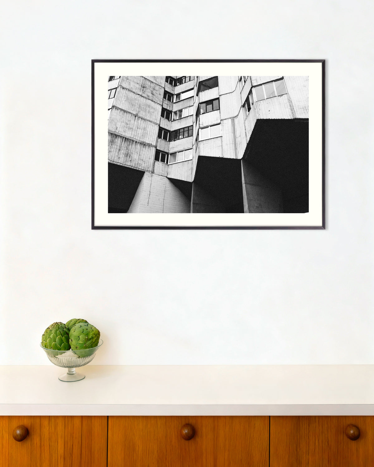 Poster of Housing Block on Concrete Legs, with metal frame