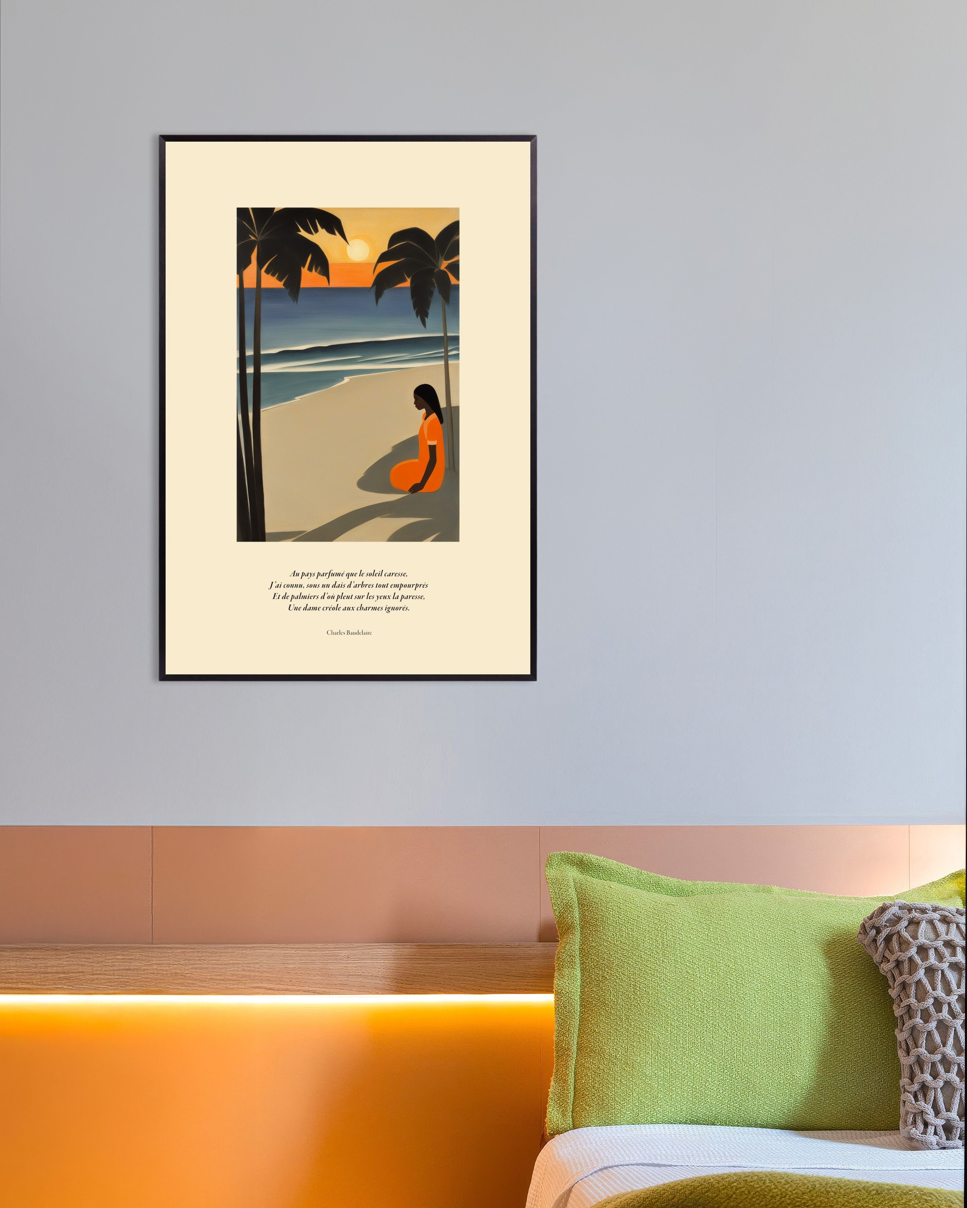 Poster of In the perfumed land caressed by the sun, Baudelaire, french, with metal frame