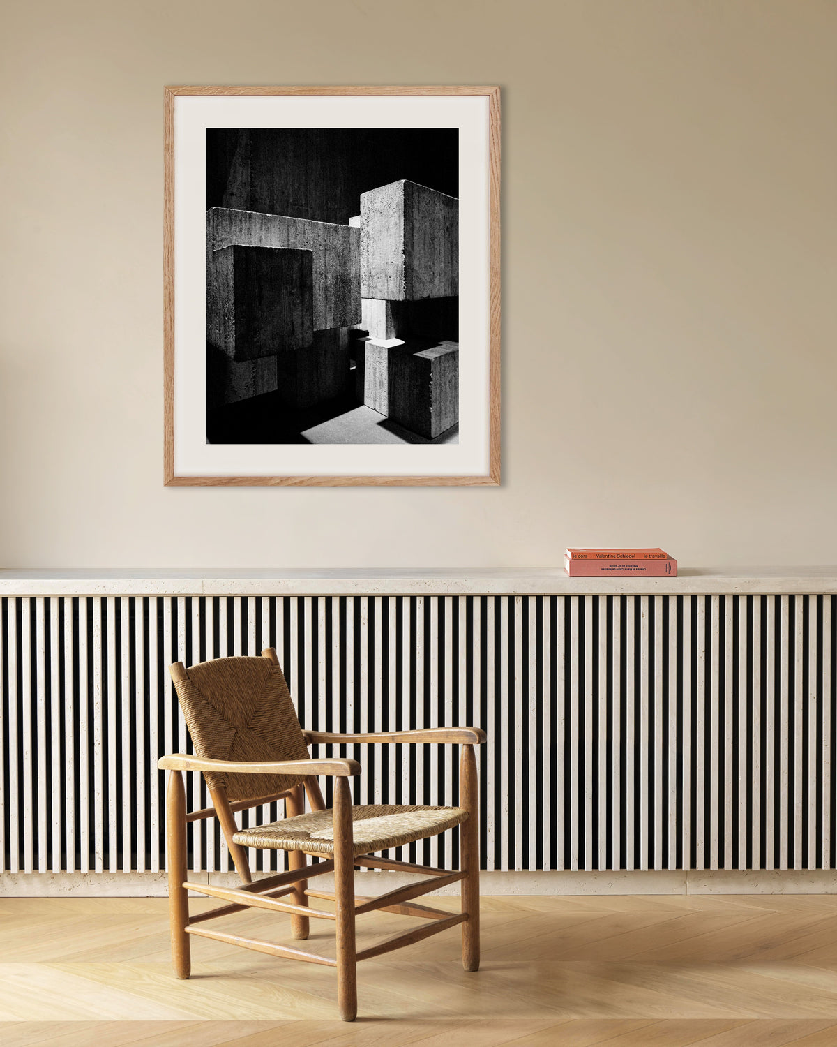 Poster of Interlocking Concrete Cubes, with natural wooden frame