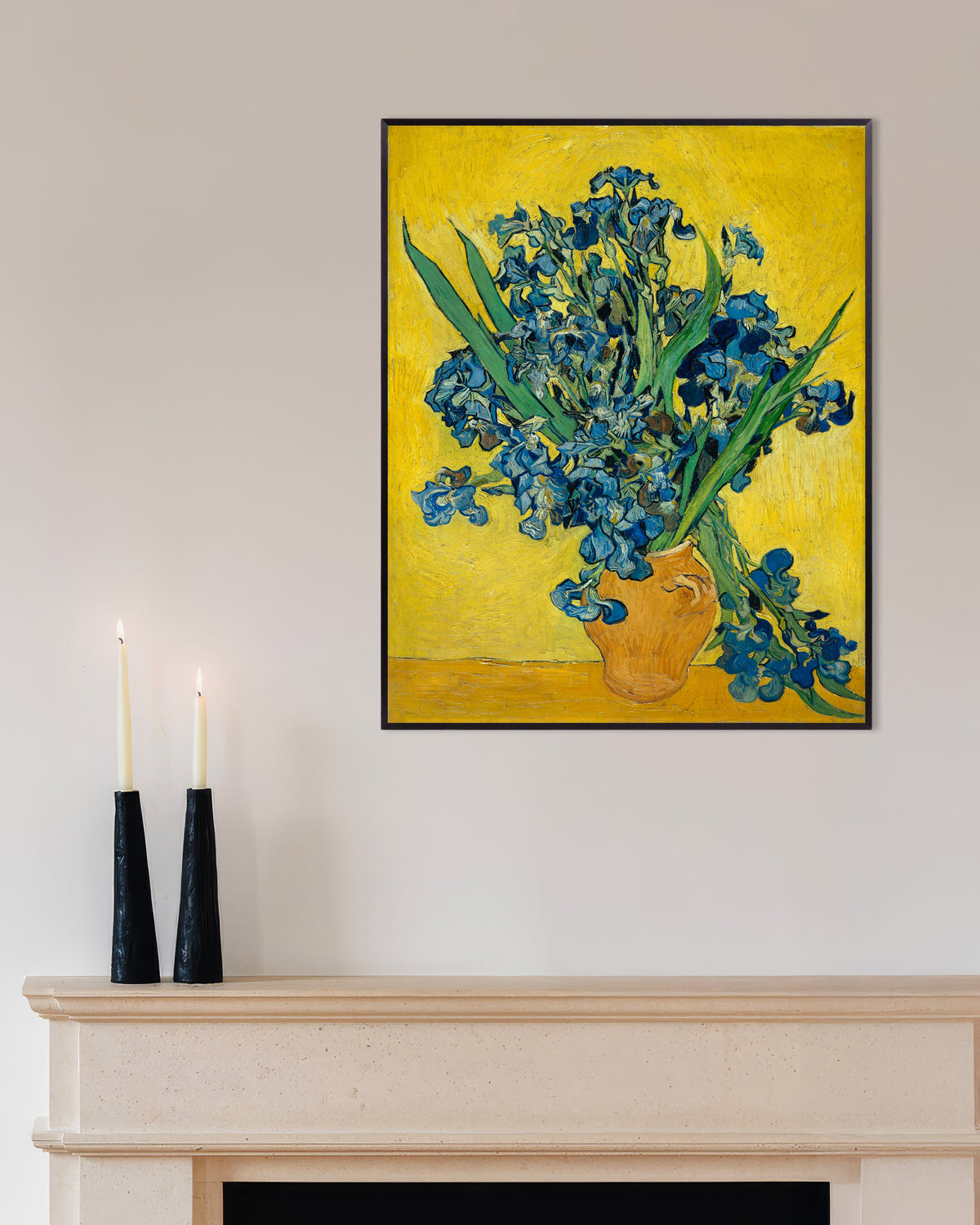 Poster of Irises in a Vase (1890) by Vincent van Gogh, with metal frame