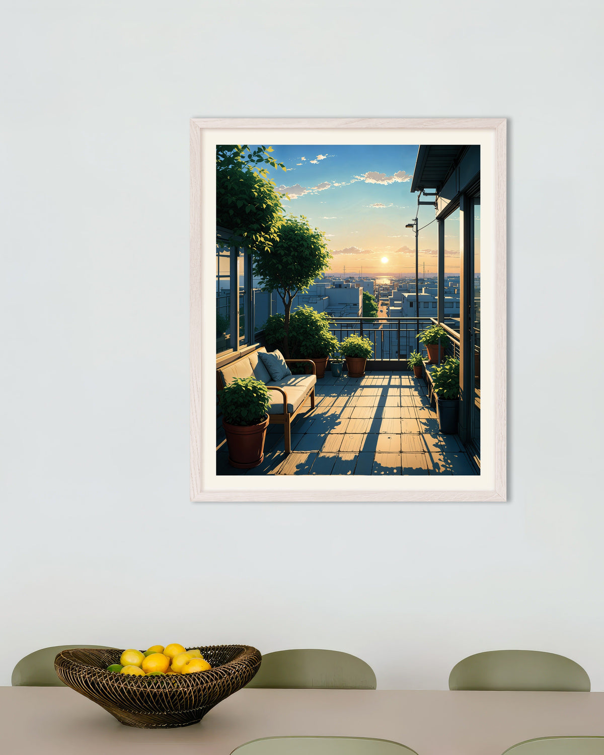 Japanese anime scene, Tokyo rooftop terrace – Art Print | Wall Poster ...
